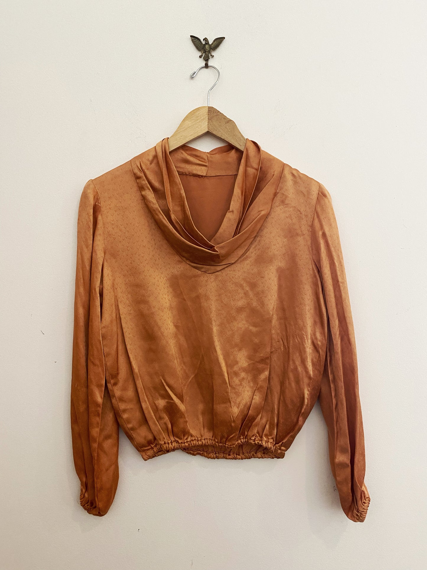 1940s Champagne Rayon Satin Blouse- S/M