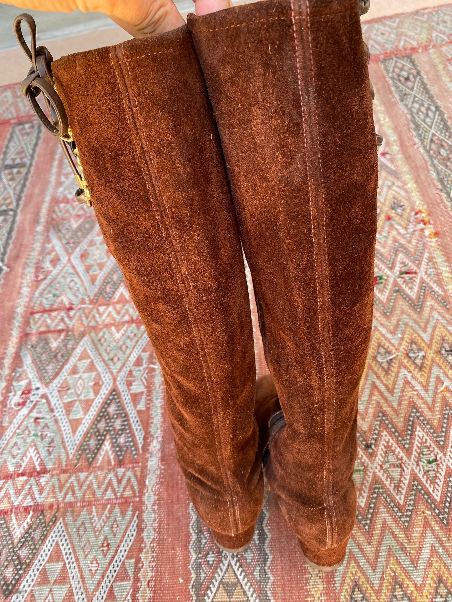 1960s/70s Chocolate Brown Suede Gogo Boots- 7