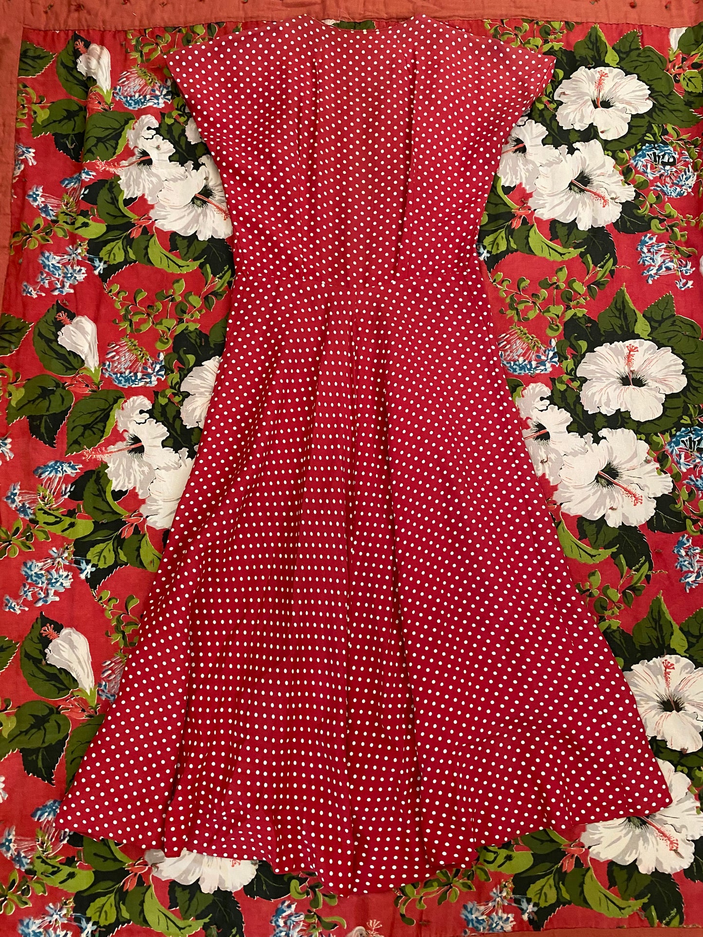1940s Polka Dot Rayon Zipper Front Day Dress- S