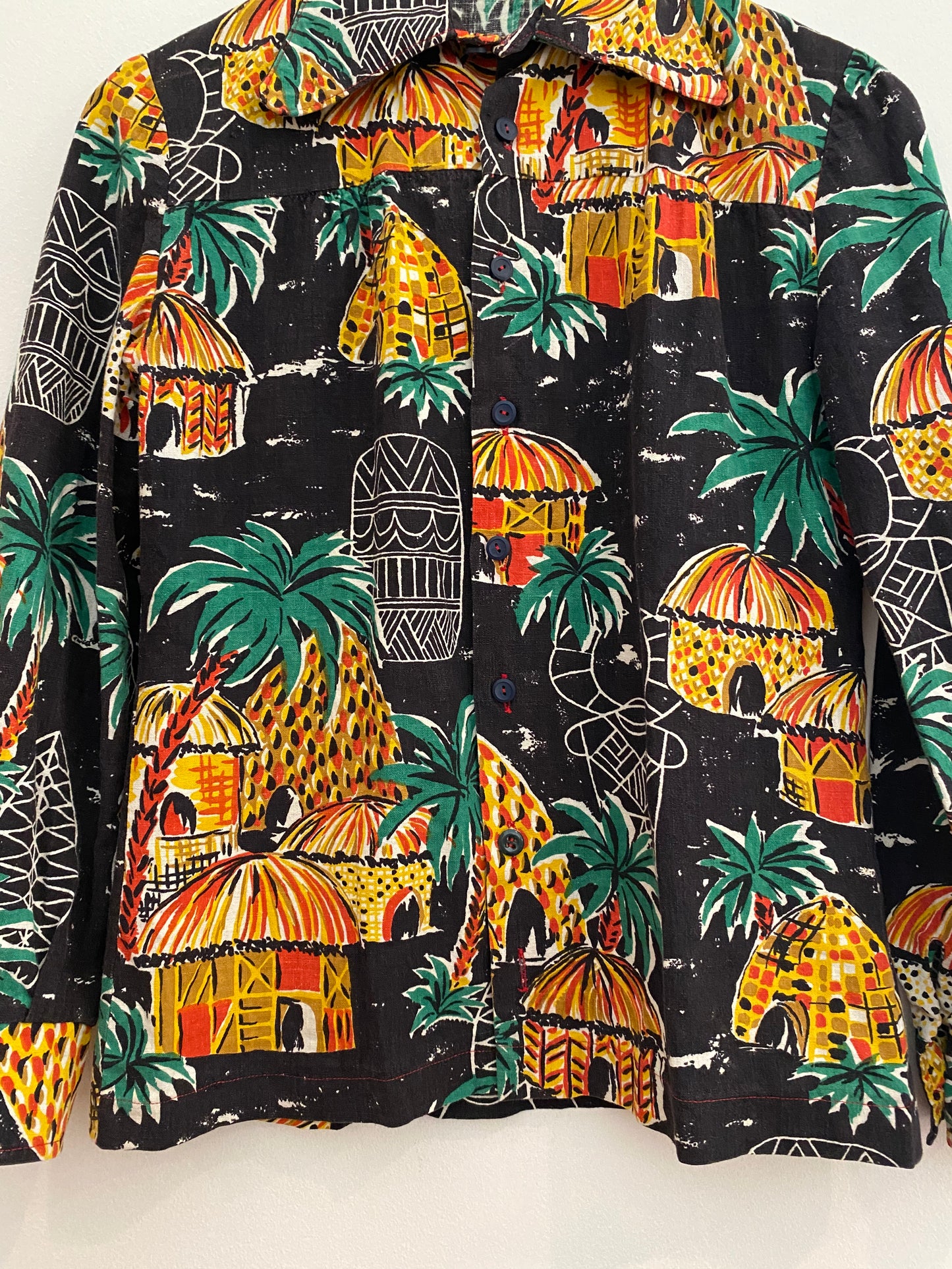1960s Novelty Polynesian Cotton Top- S/M