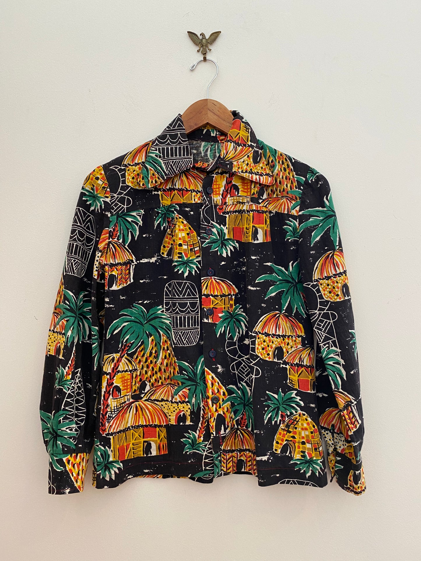 1960s Novelty Polynesian Cotton Top- S/M