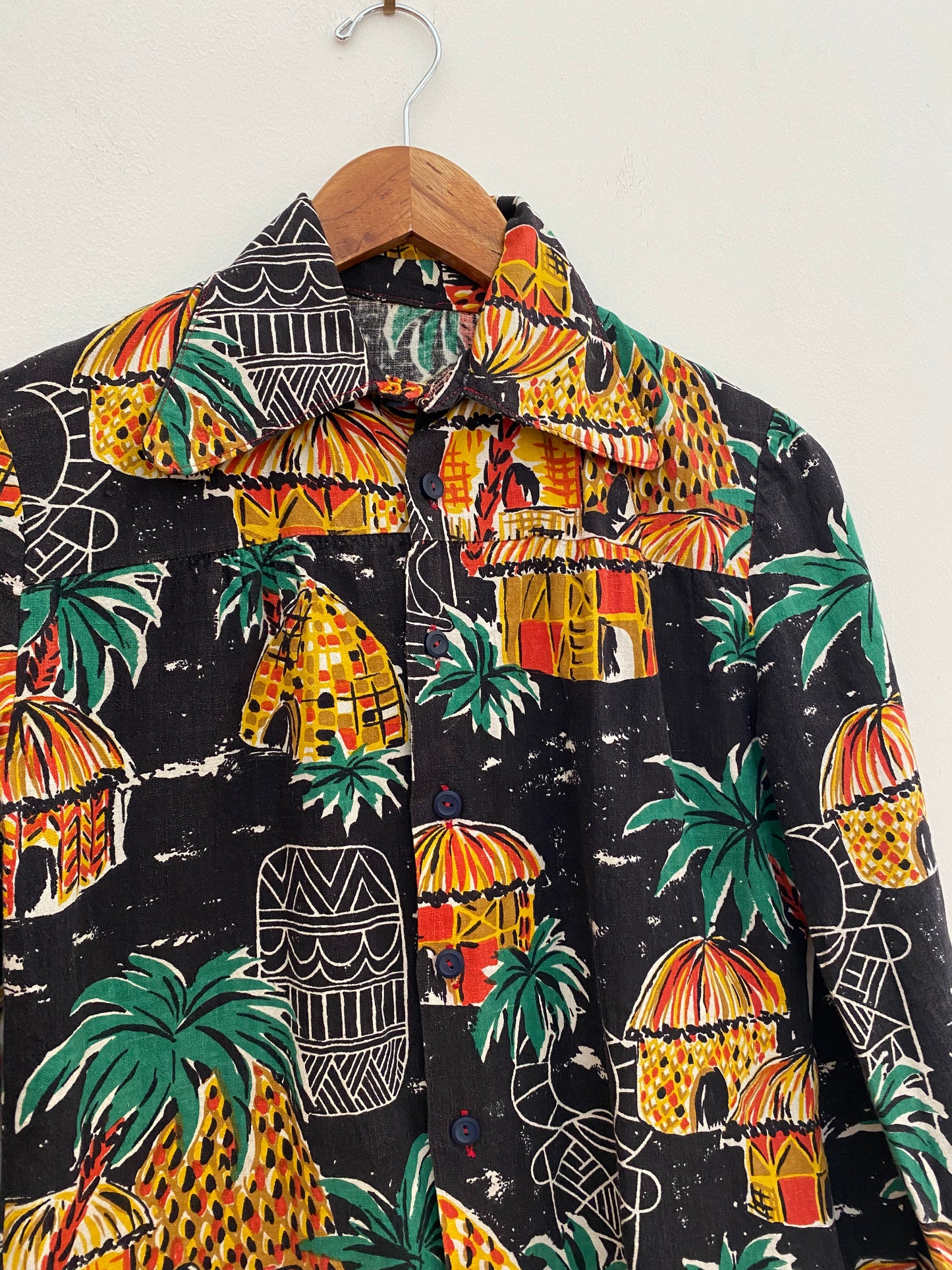 1960s Novelty Polynesian Cotton Top- S/M