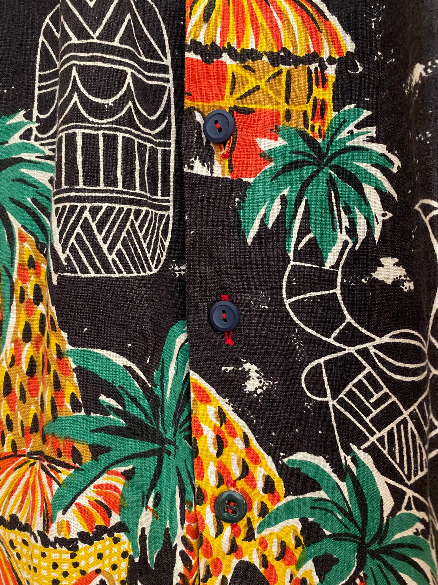 1960s Novelty Polynesian Cotton Top- S/M