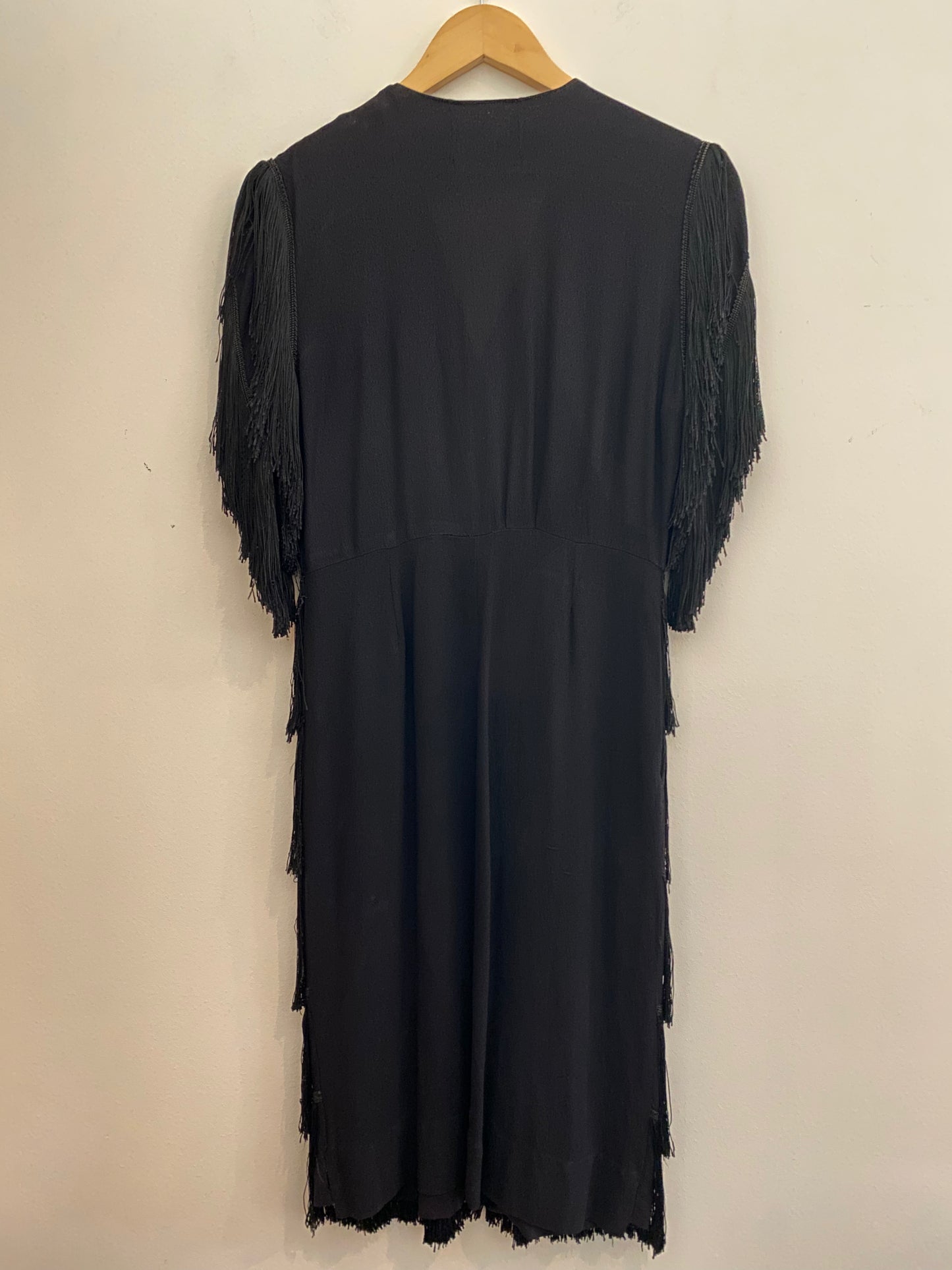 1940s Rayon Crepe Fringe Dress- 6/8