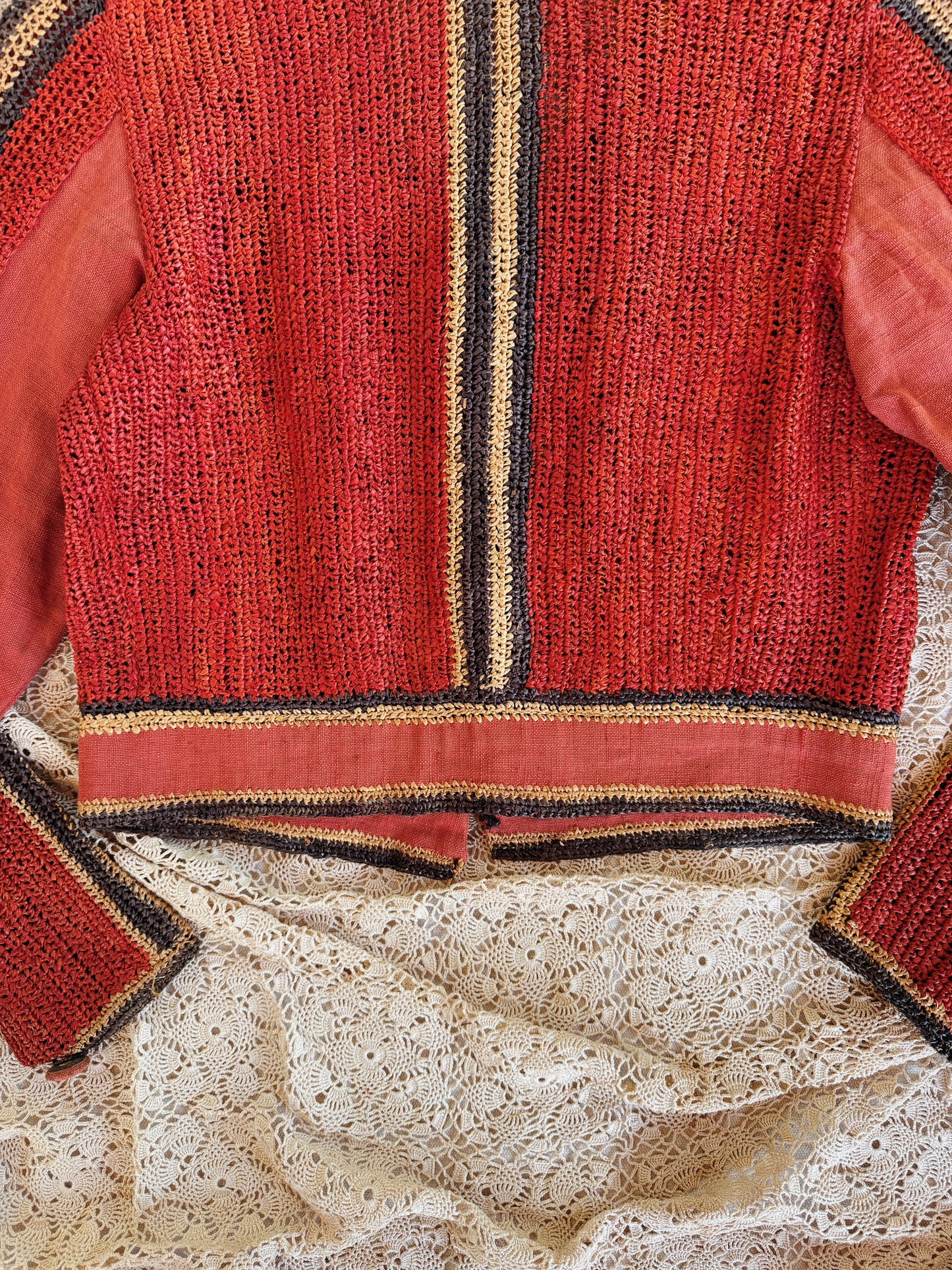 1930s Rattan + Linen Saks Fifth Avenue Cropped Summer Jacket- S/M