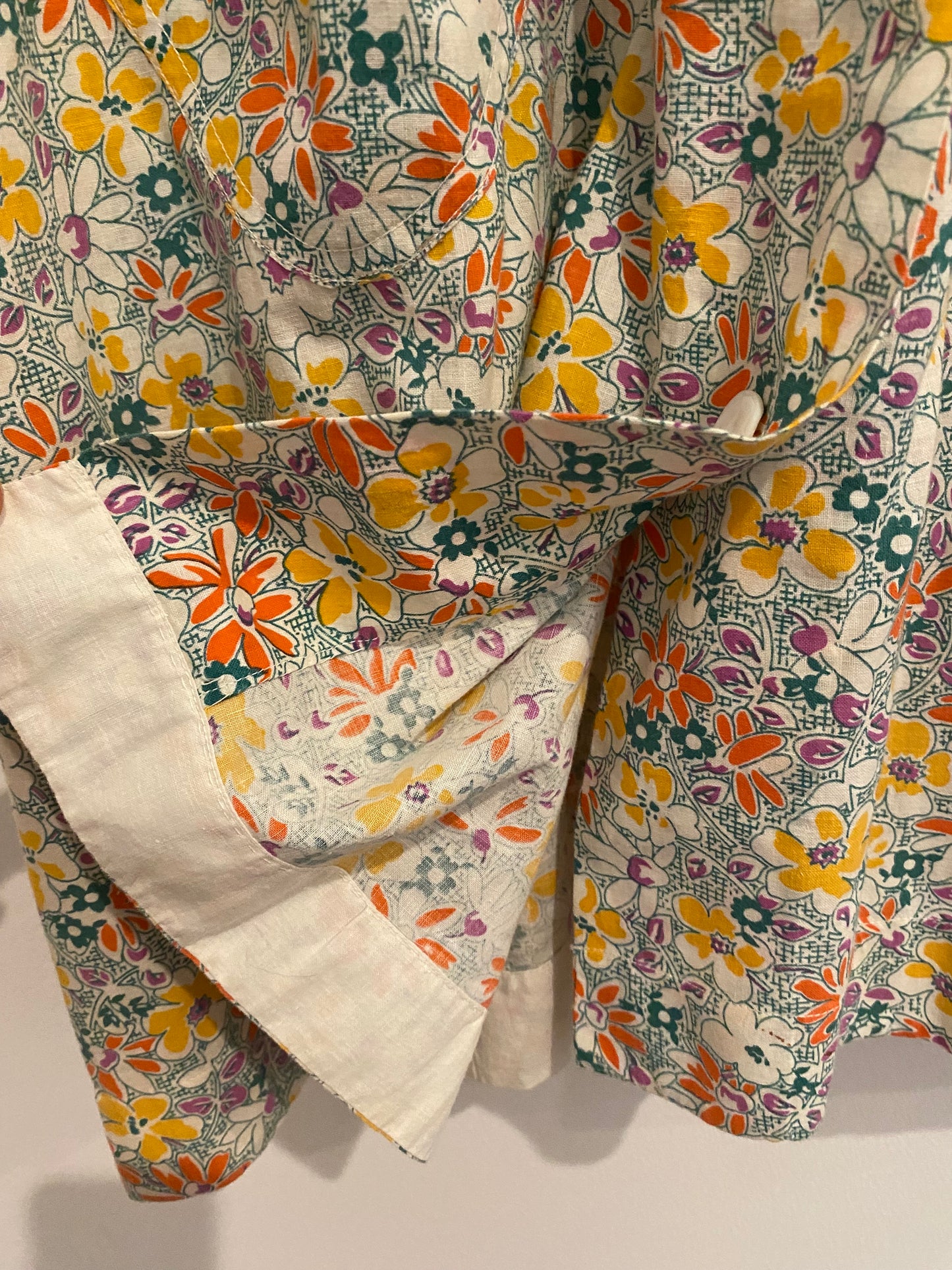 1930s Floral Feedsack Smock w/ Heart Pockets- L/XL