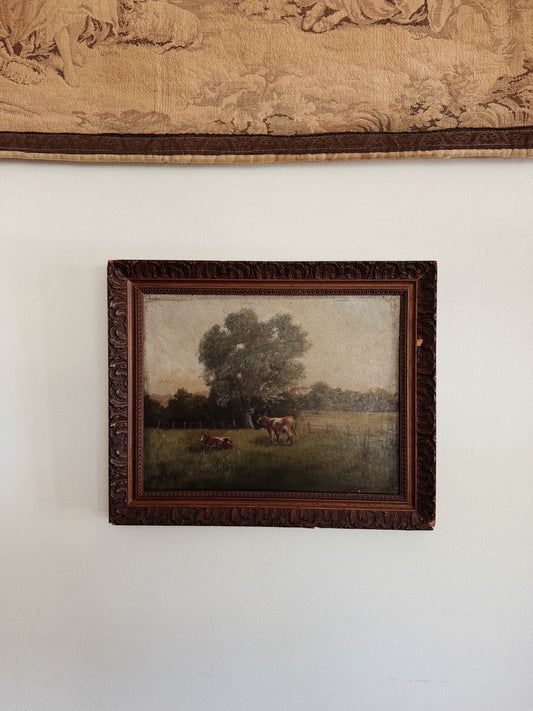 Early 1900s Antique Pastoral Oil Painting- 11 x 14”