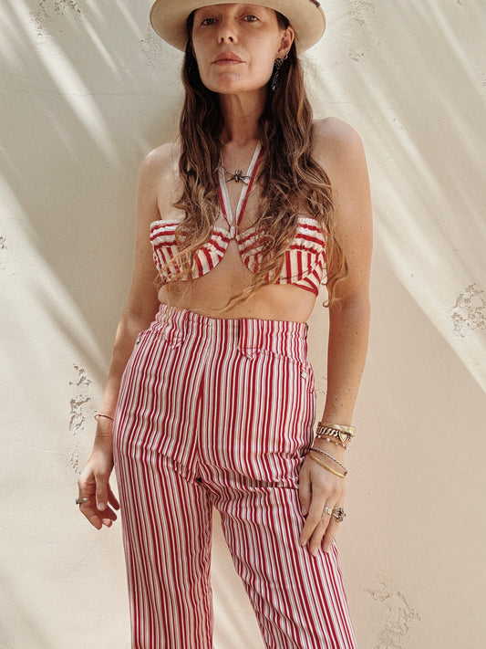 1950s Levi’s Shorthorn Candy Cane Stripe Side Zips- 27”