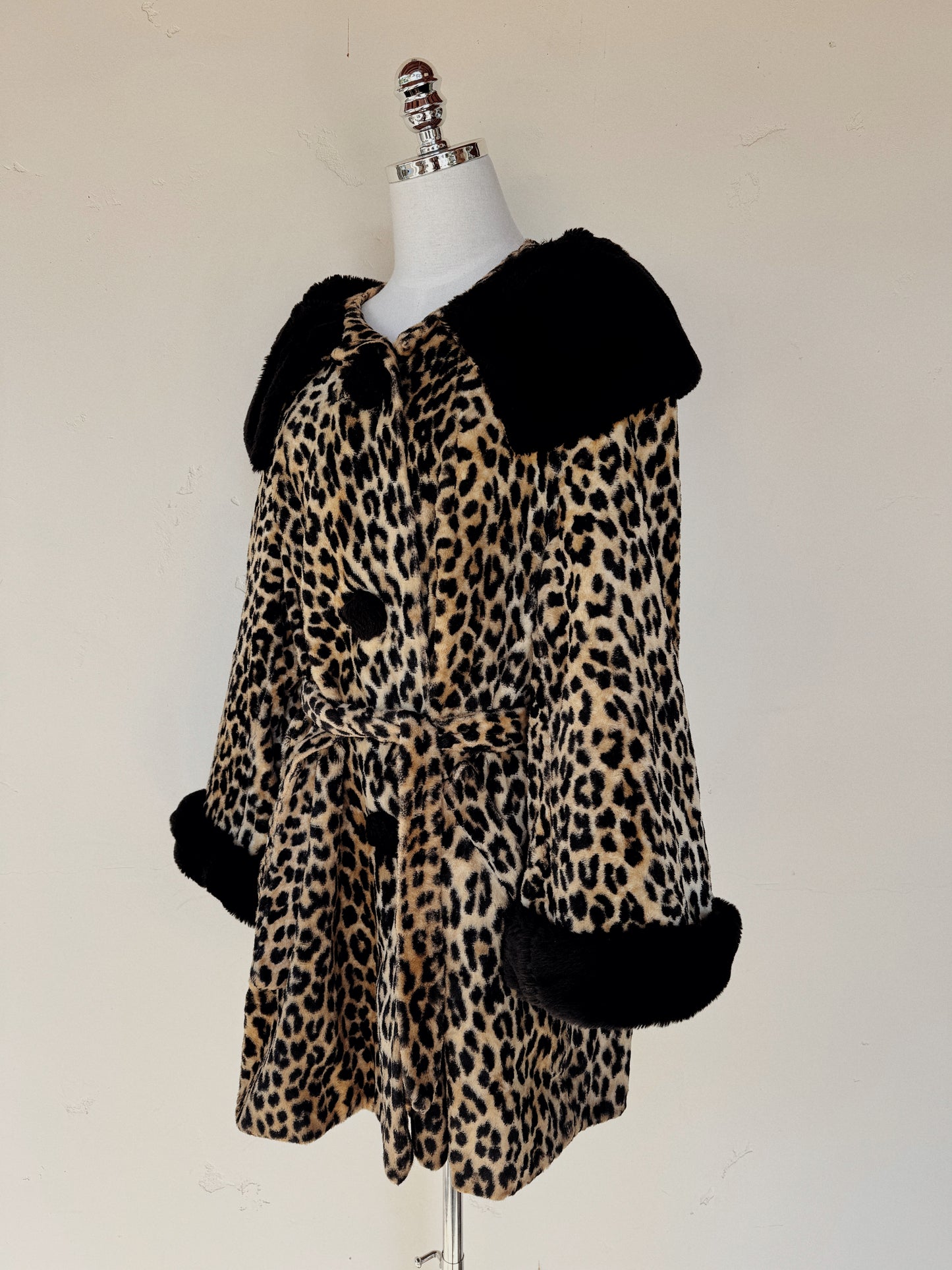 1960s Leopard Faux Fur Coat
