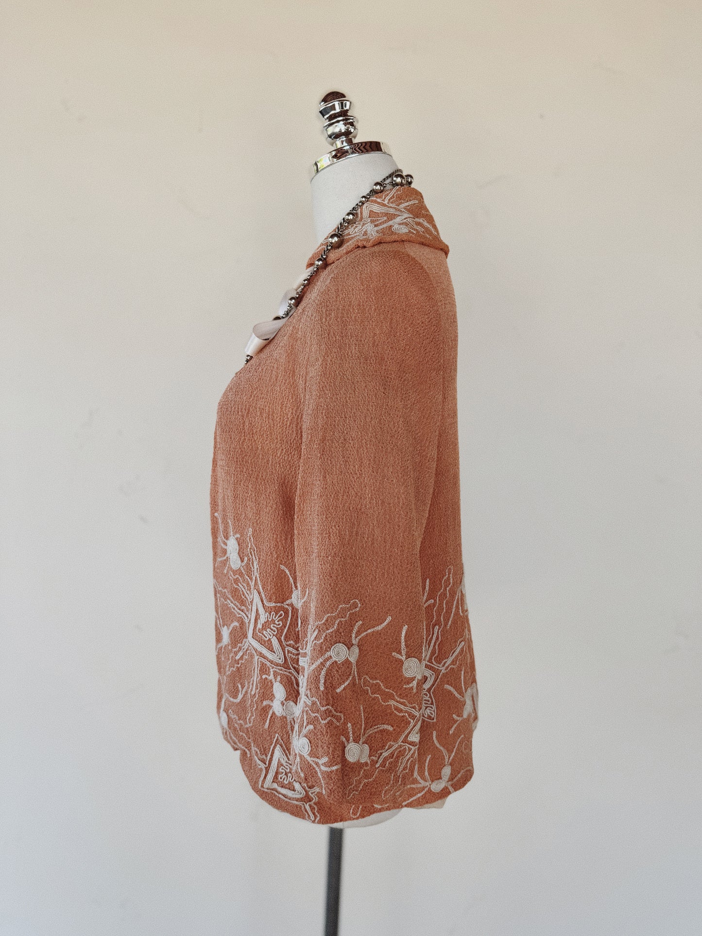 1920s Tangerine Avant Garde Soutache Crepe Jacket- S/M