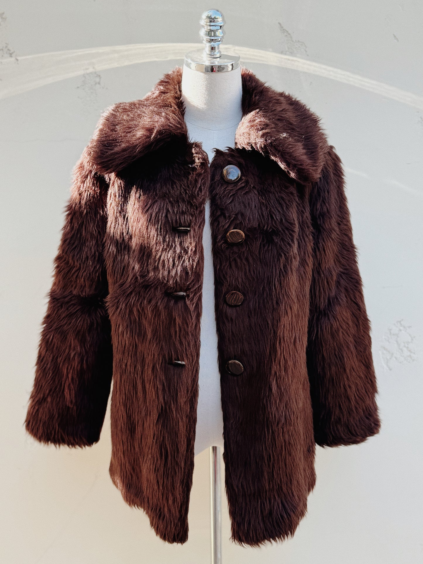 1960s Chocolate Shag Teddy Coat- S/M-M