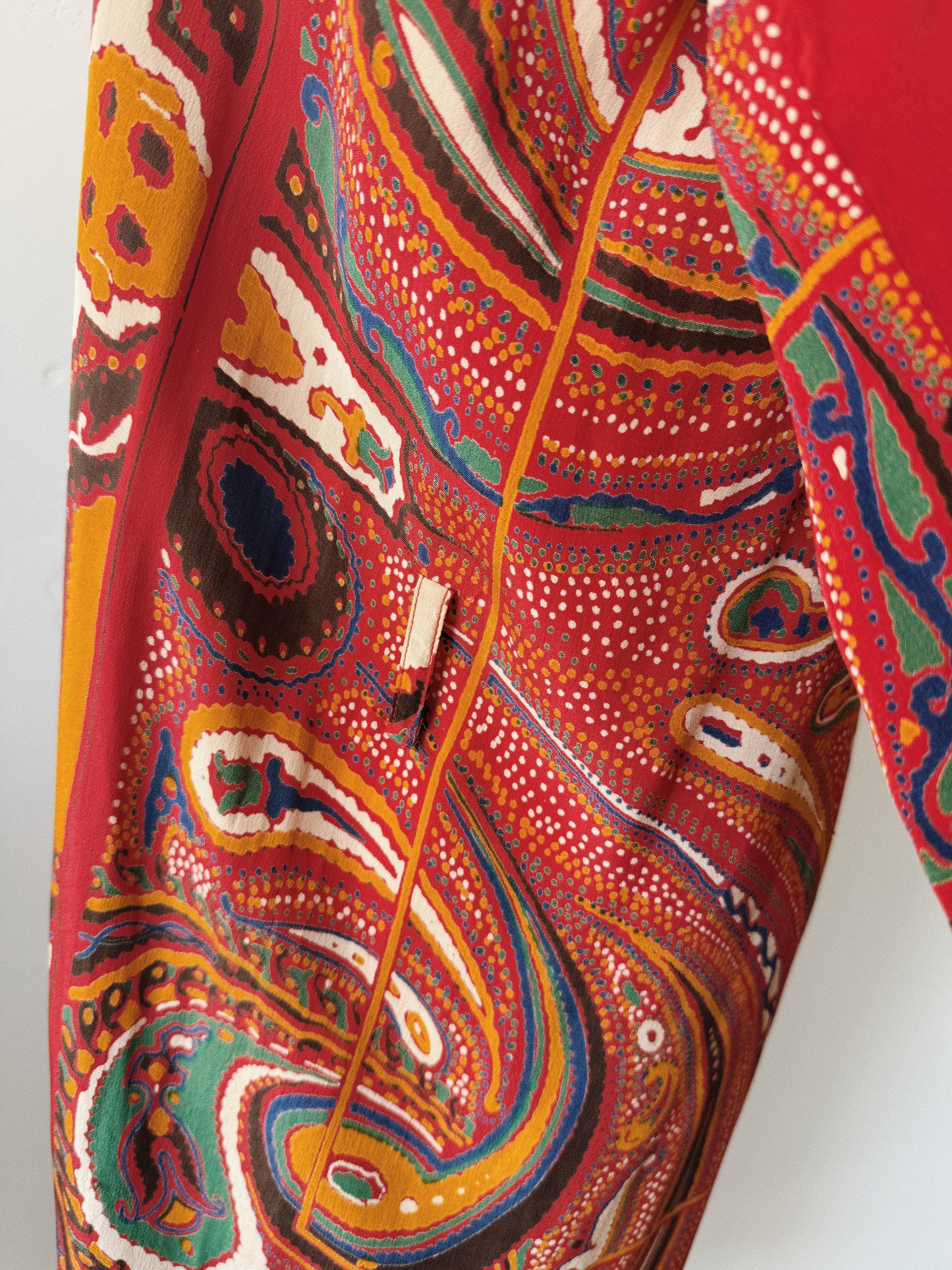 1920s Avant Garde Paisley Silk Crepe Duster Robe- S-L