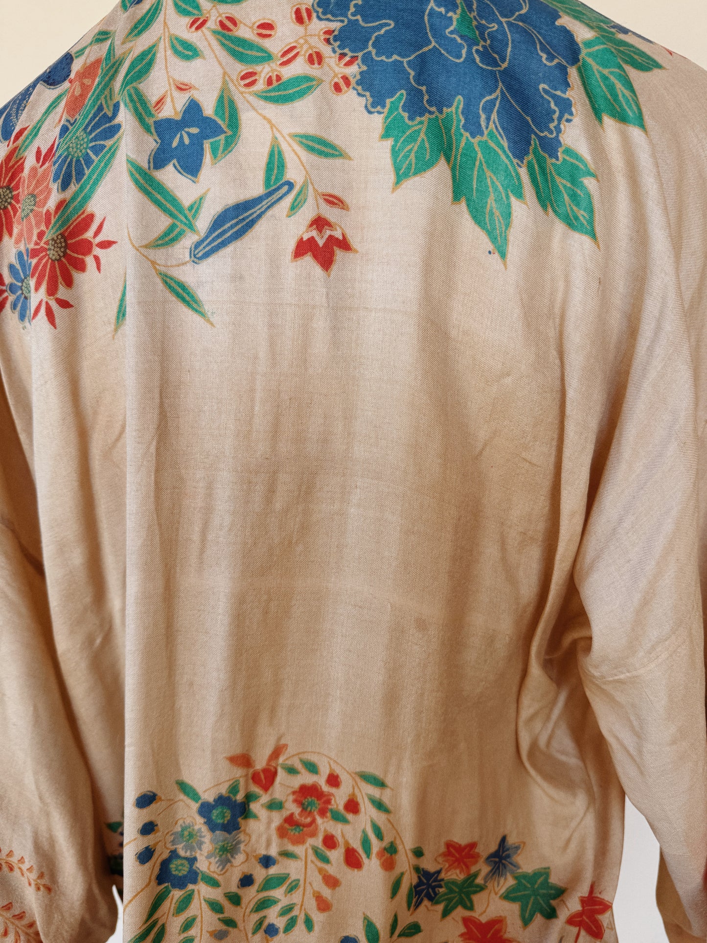 1920s Vivid Pongee Silk Duster Jacket w/ Frog Closure