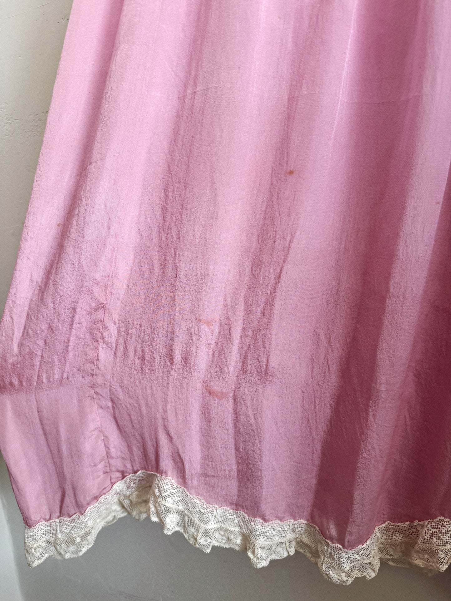 Edwardian Lavender Silk + Lace Nightgown Dress- S/M