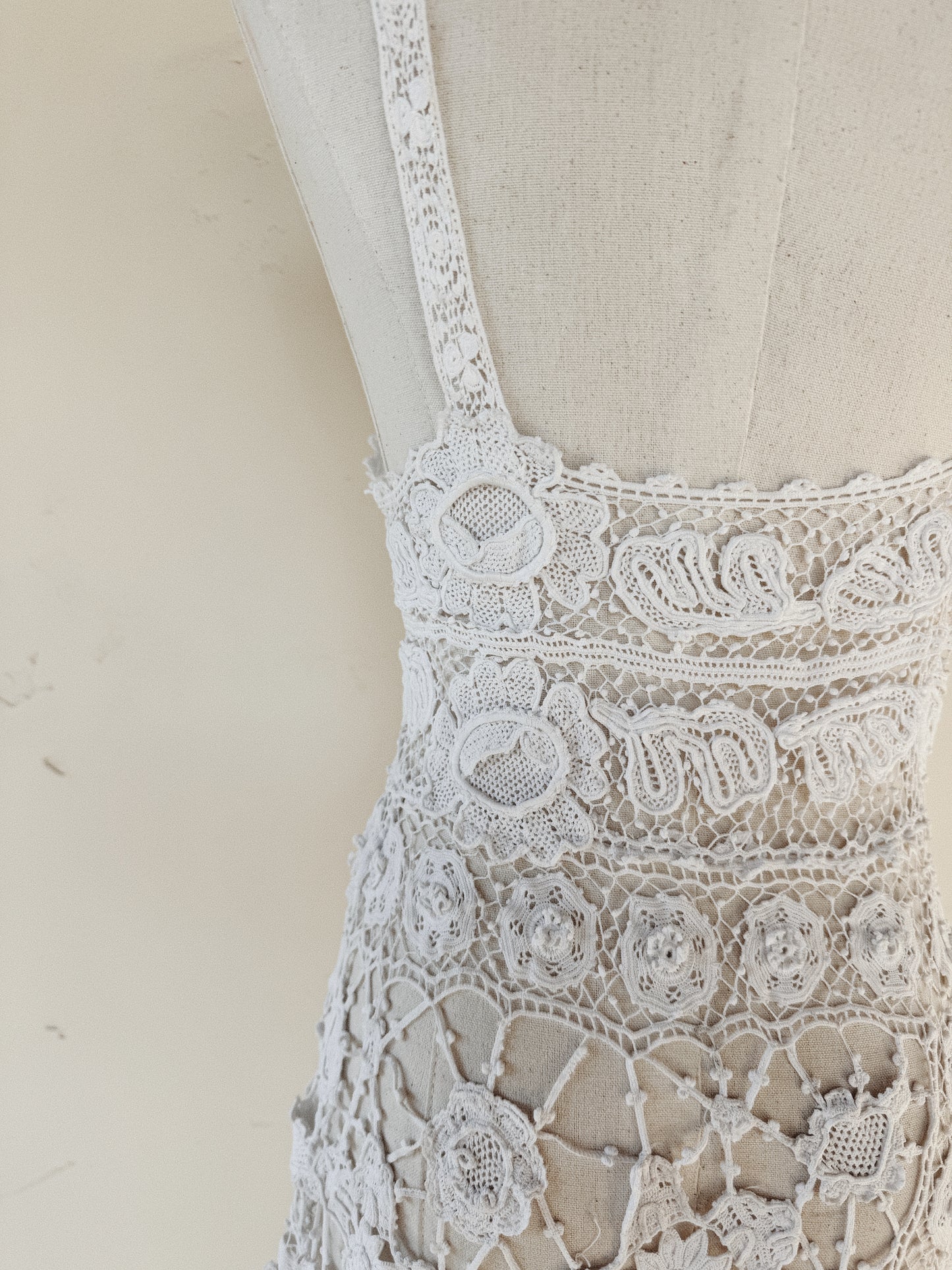 Antique Irish Crocheted High Low Dress- XS-S