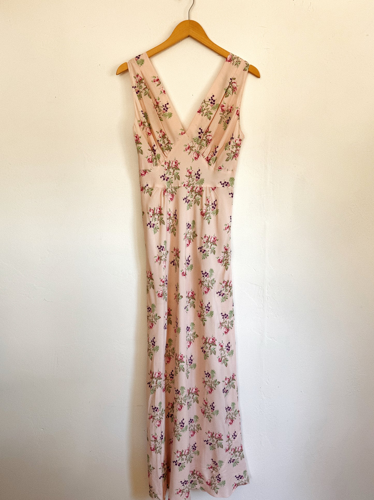 1940s Rose + Berry Rayon Slip Dress- S/M