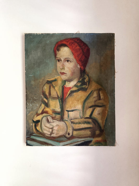 1950s Portrait of a Boy “Charley Ascher” - Oil on Canvas- 16 x 20”