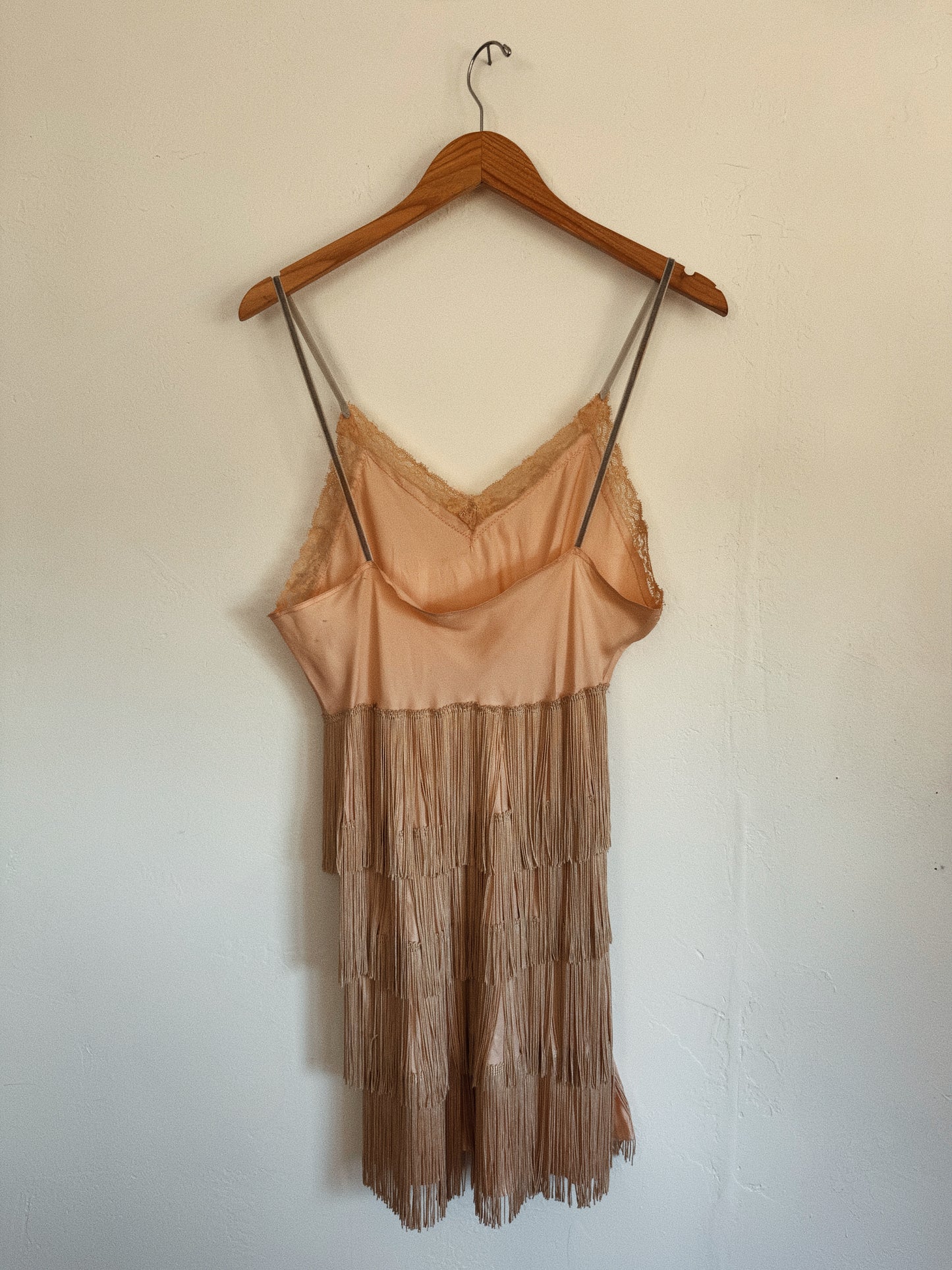 1950s One of a Kind Fringe Flapper Mini Slip Dress- S/M-M