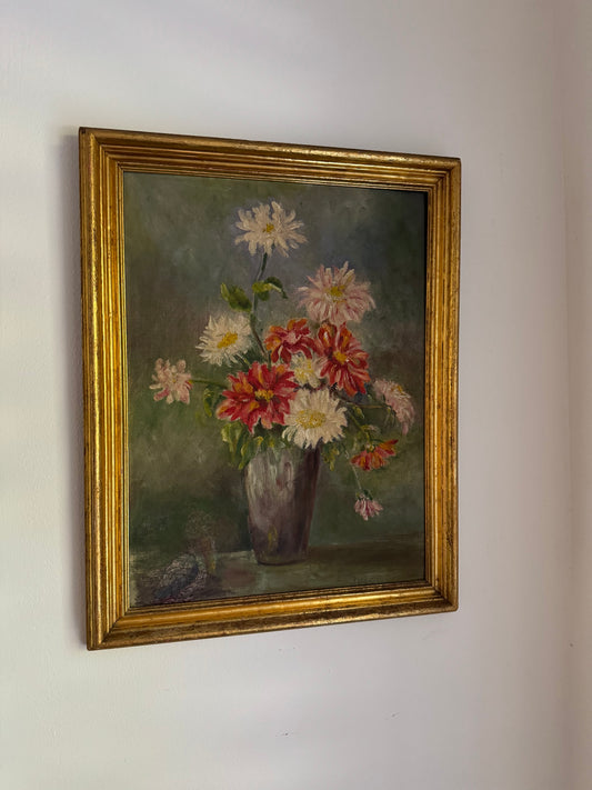 1940s Floral Still Life in Gilt Frame- 14 x 18”