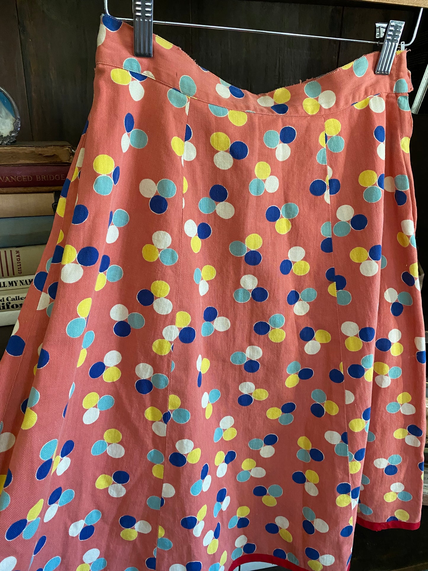 1940s Clay Pink Cotton Dot Skirt- 27.5 Waist