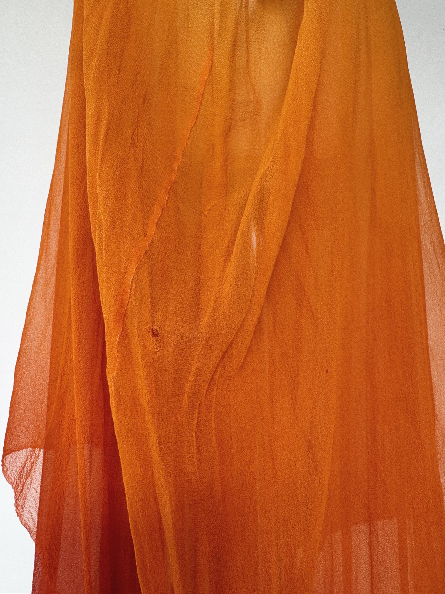 1920s Radiant Orange Ombré Silk Chiffon Ensemble- S/M