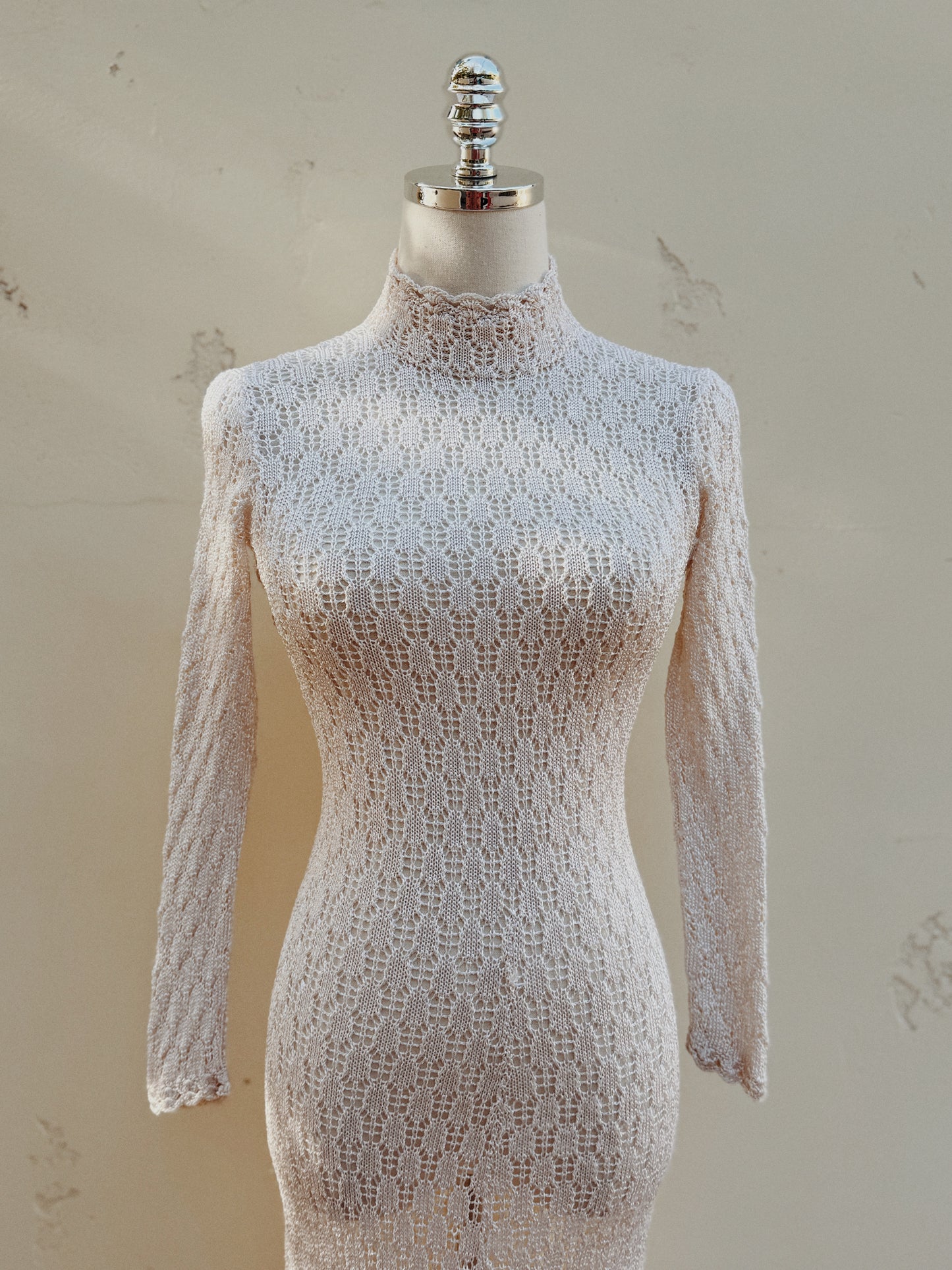 1970s White Crocheted Dress- XS/S