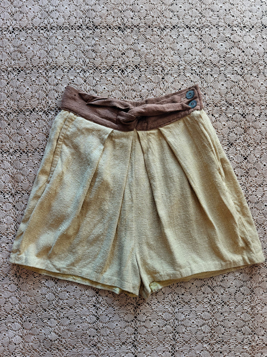 1940s/50s Chocolate + Pistachio Slub Linen Play Set- S-S/M