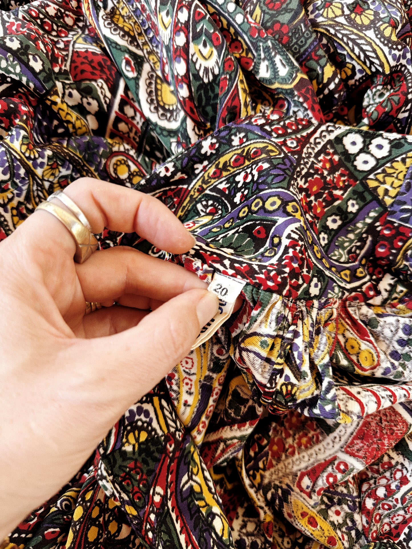 1930s/40s Paisley Rayon Jersey Ultra Wide Elephant Leg Palazzo Pants- L