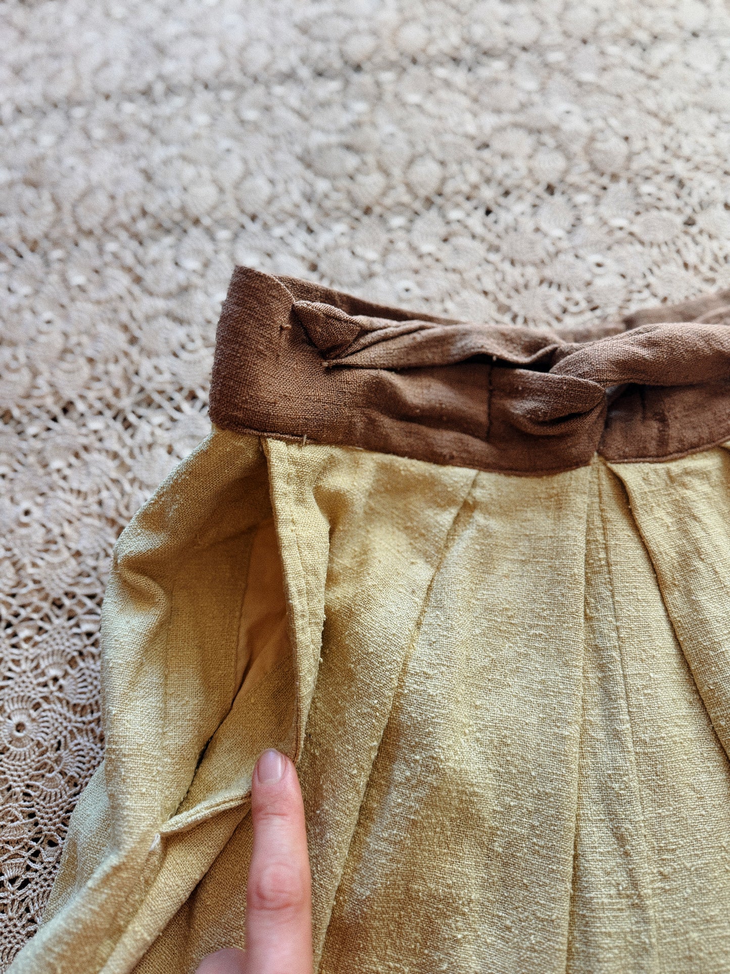 1940s/50s Chocolate + Pistachio Slub Linen Play Set- S-S/M