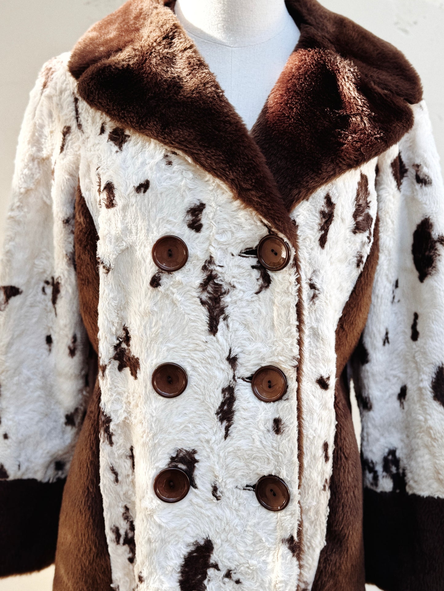 1960s Cowhide Faux Fur Coat- S-M