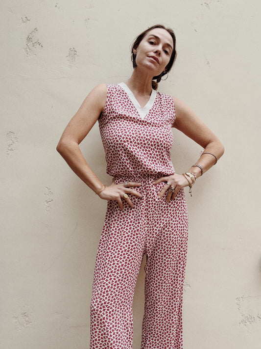 1920s French Ditsy Floral Beach Pajamas- S/M