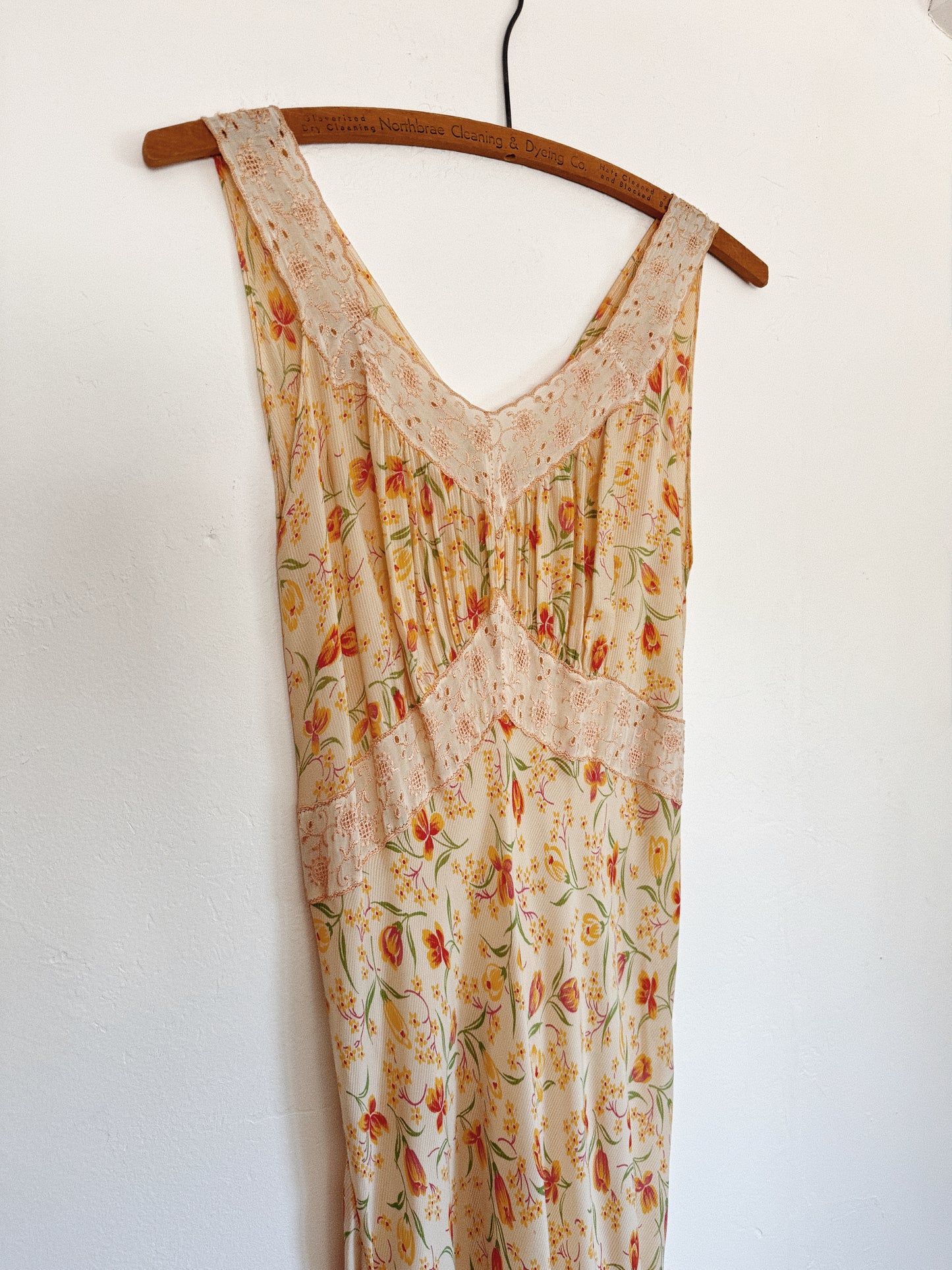 1930s/40s Tulip + Spring Bloom Bias Cut Slip Dress- S-S/M