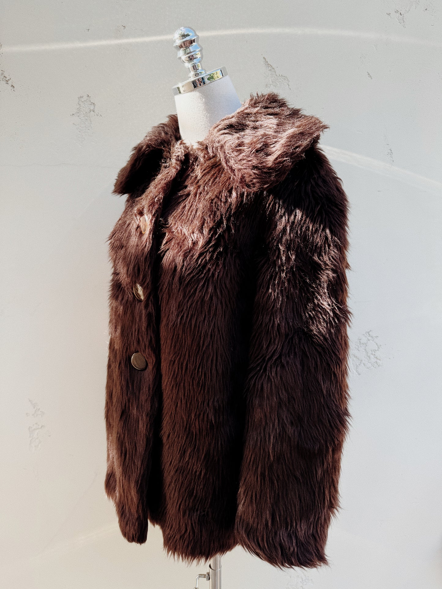1960s Chocolate Shag Teddy Coat- S/M-M