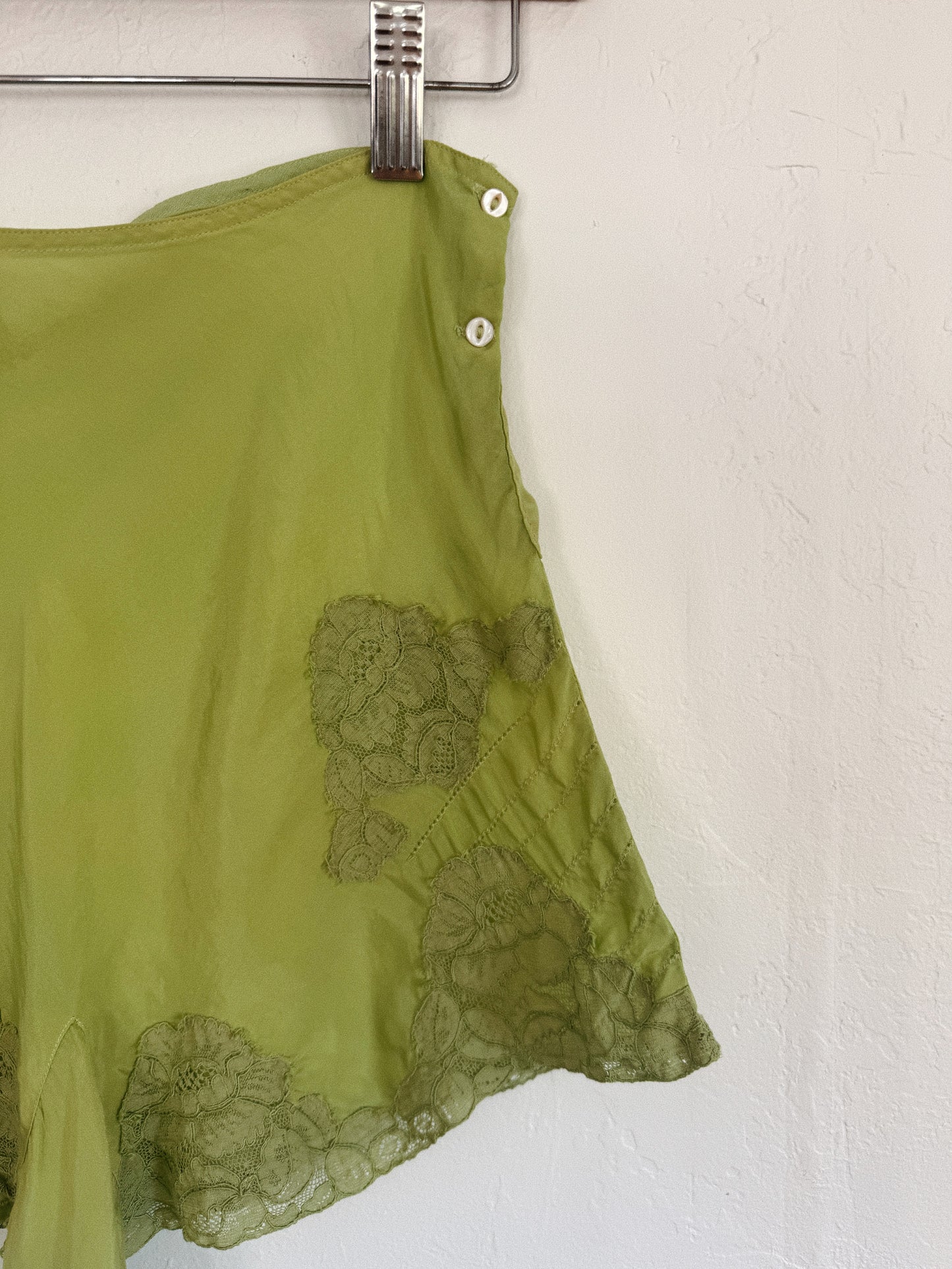 1930s Absinthe Silk + Lace Tap Shorts- S-S/M