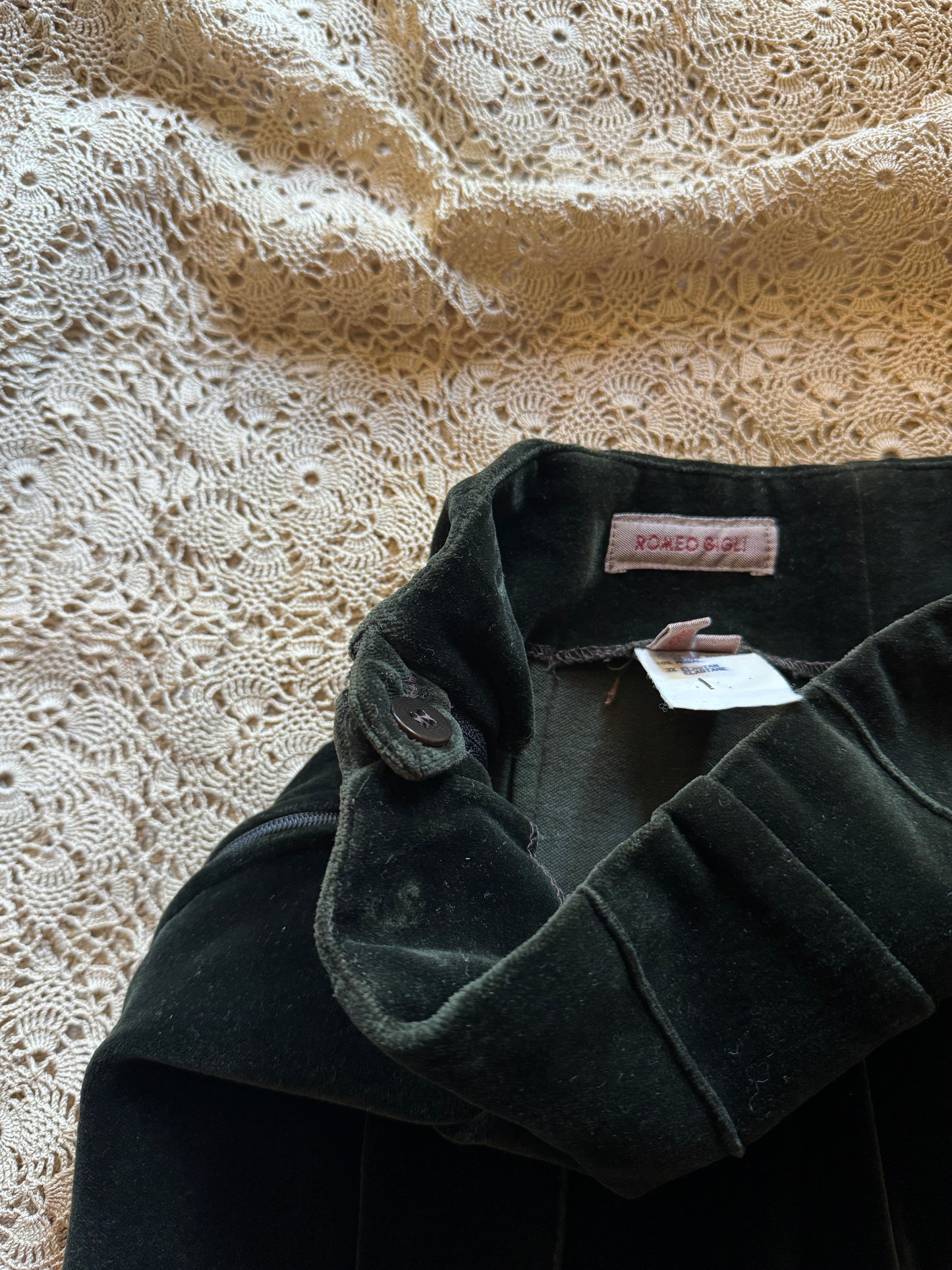 Vintage Romeo Gigli Emerald Velvet Stirrup Trousers- S