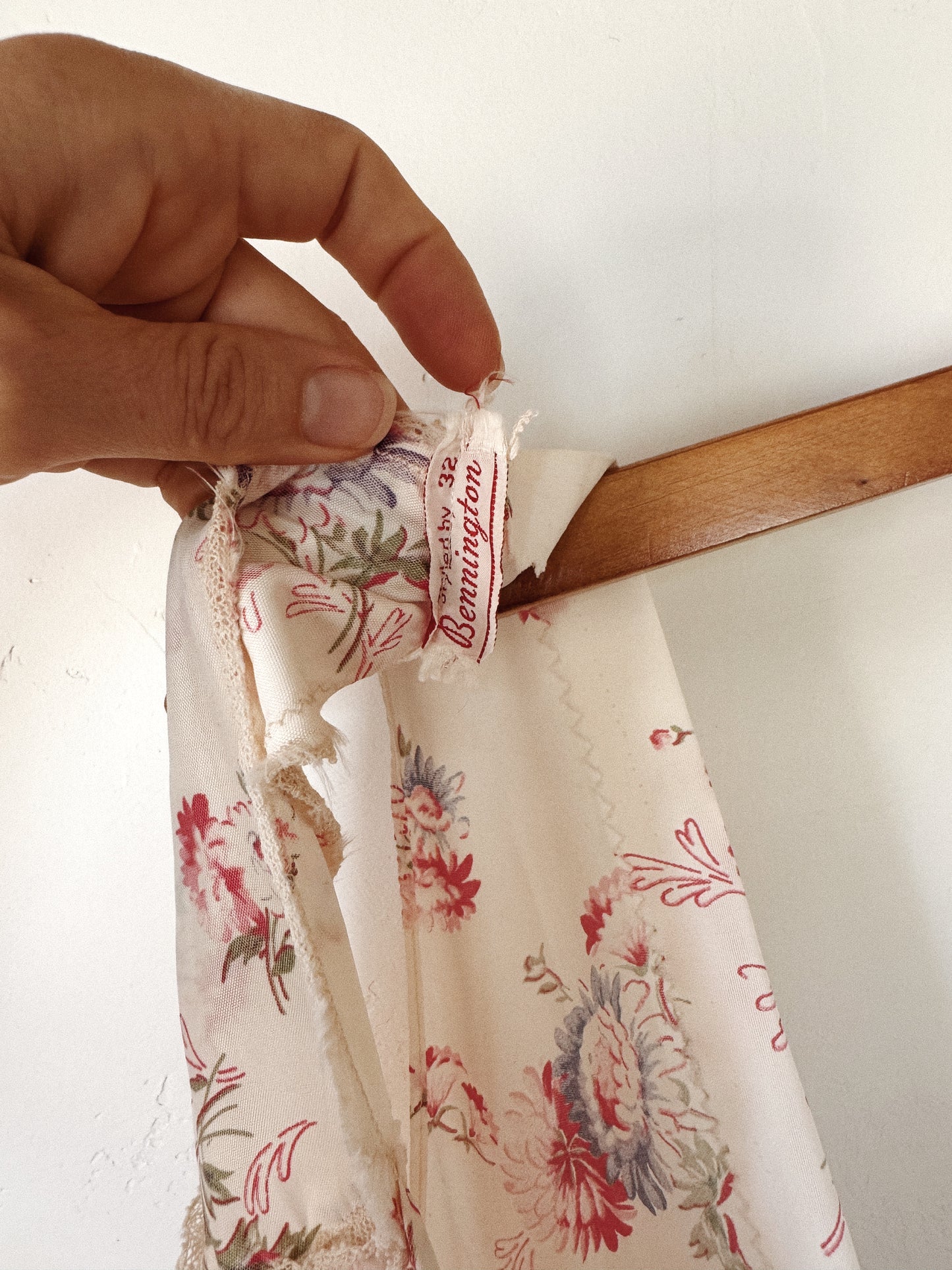 1940s White Spring Wildflower Cold Rayon Slip Dress- S-S/M