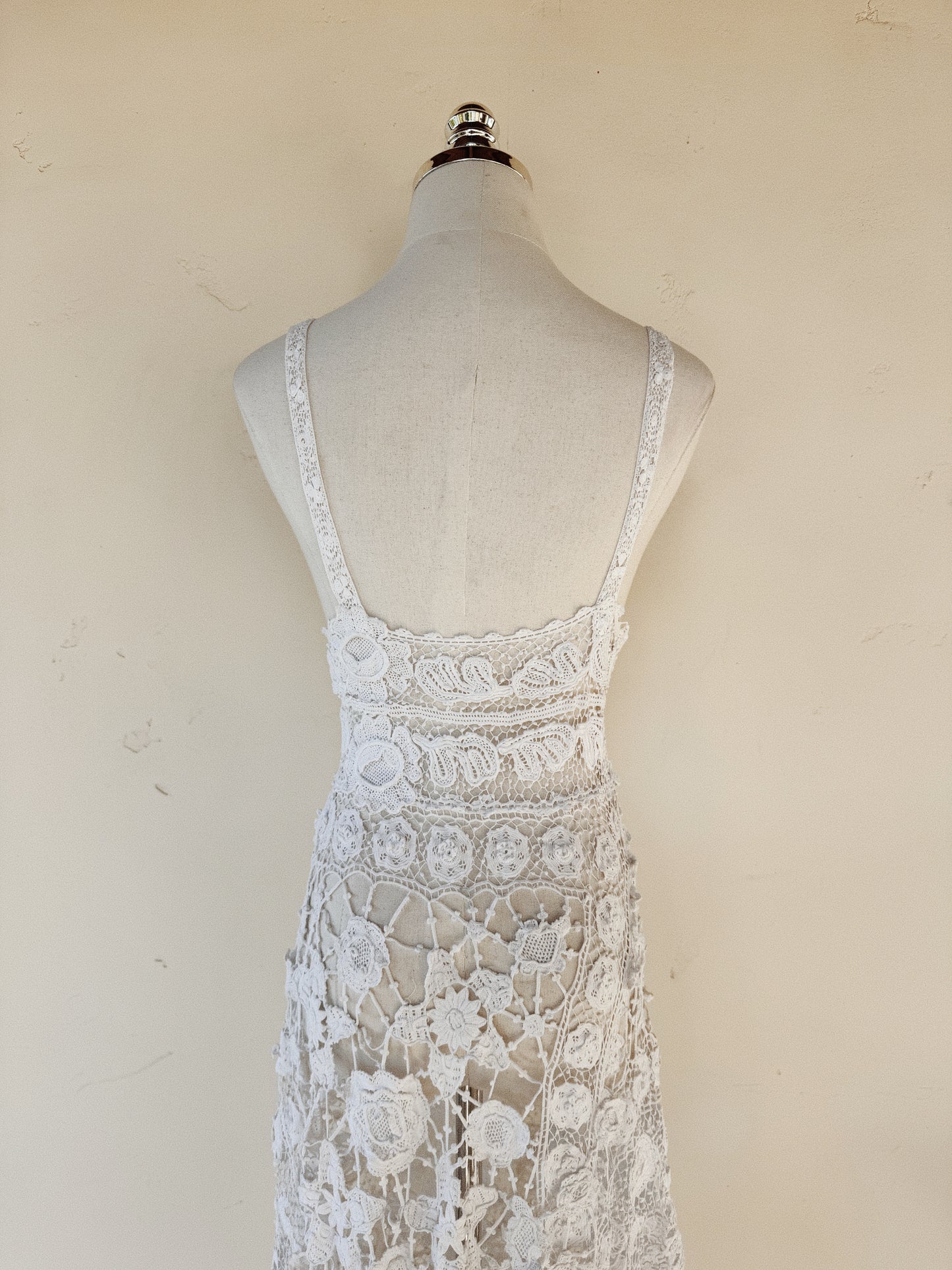 Antique Irish Crocheted High Low Dress- XS-S