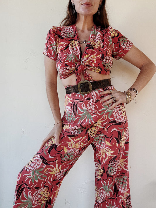1940s Rare Hawaiian Resort Pant Set- M