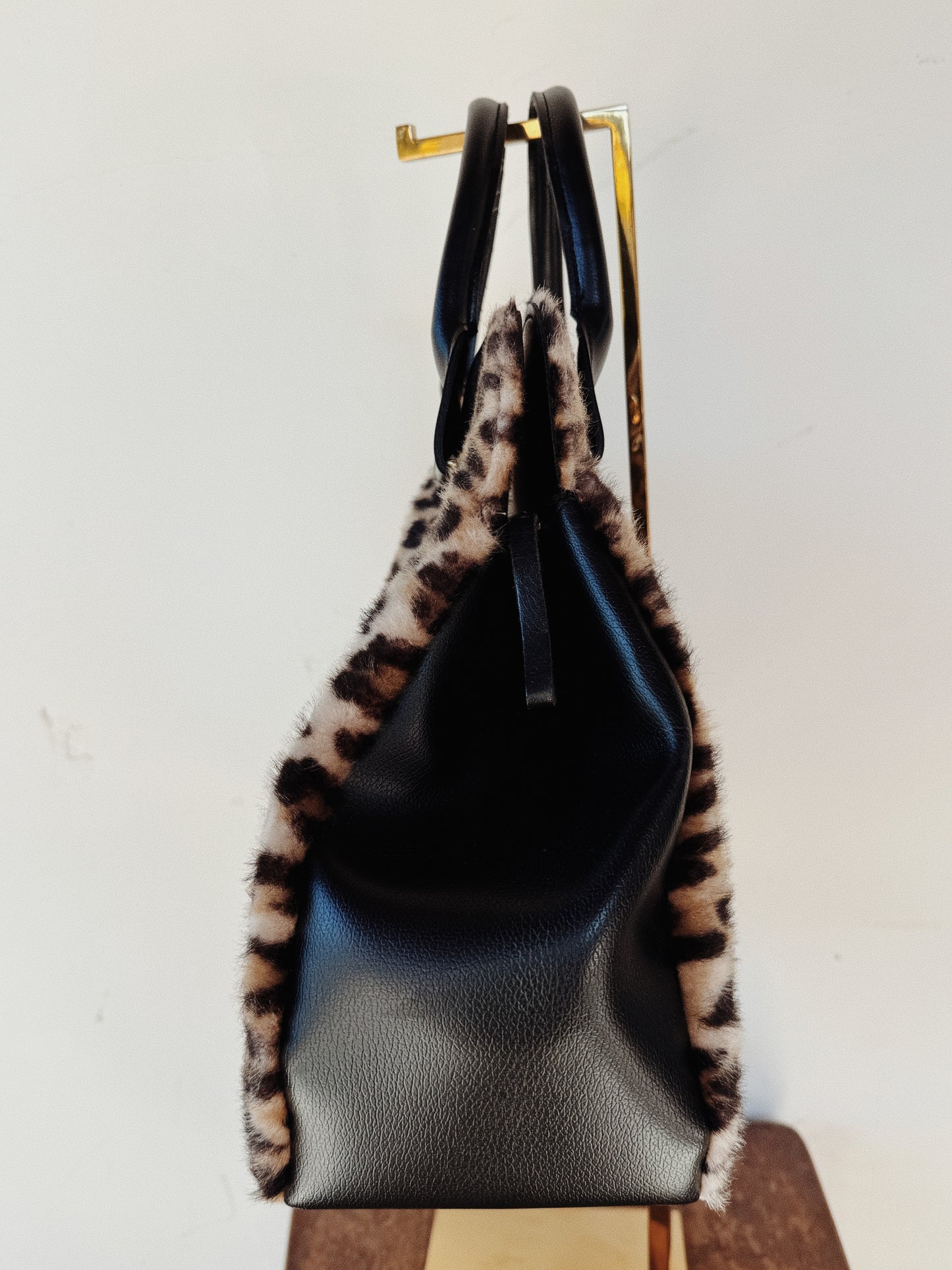 1950s Jumbo Leopard Faux Fur Handbag