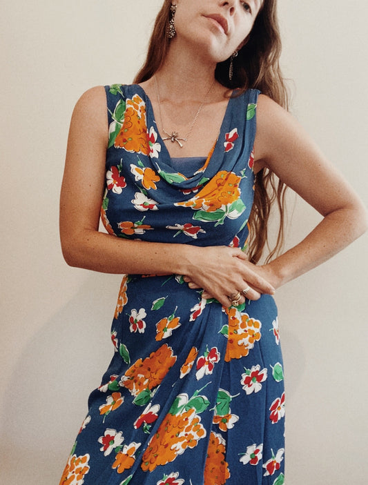 1980s Saint Laurent Rive Gauche Floral Sarong Set- S