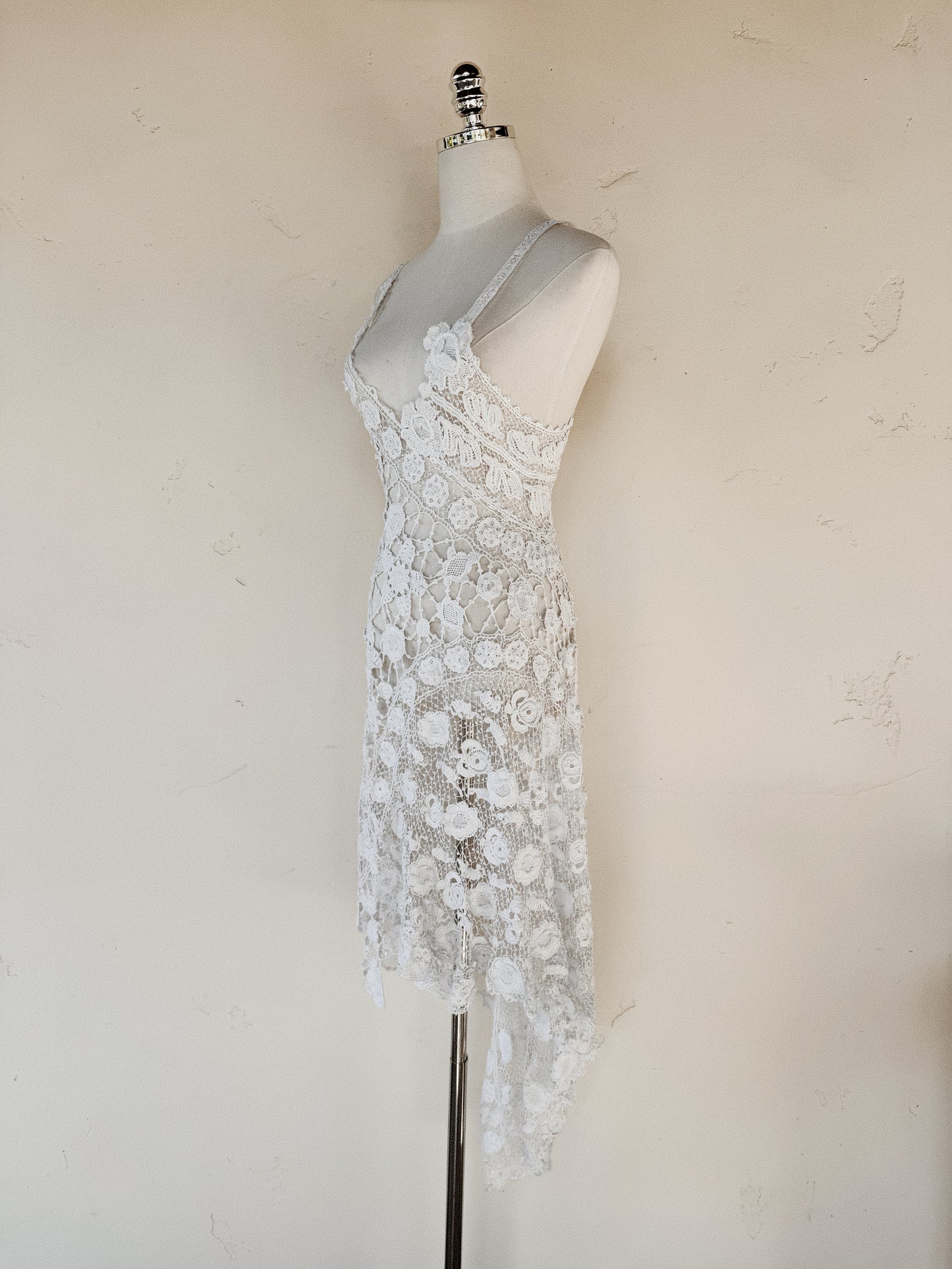 Antique Irish Crocheted High Low Dress- XS-S