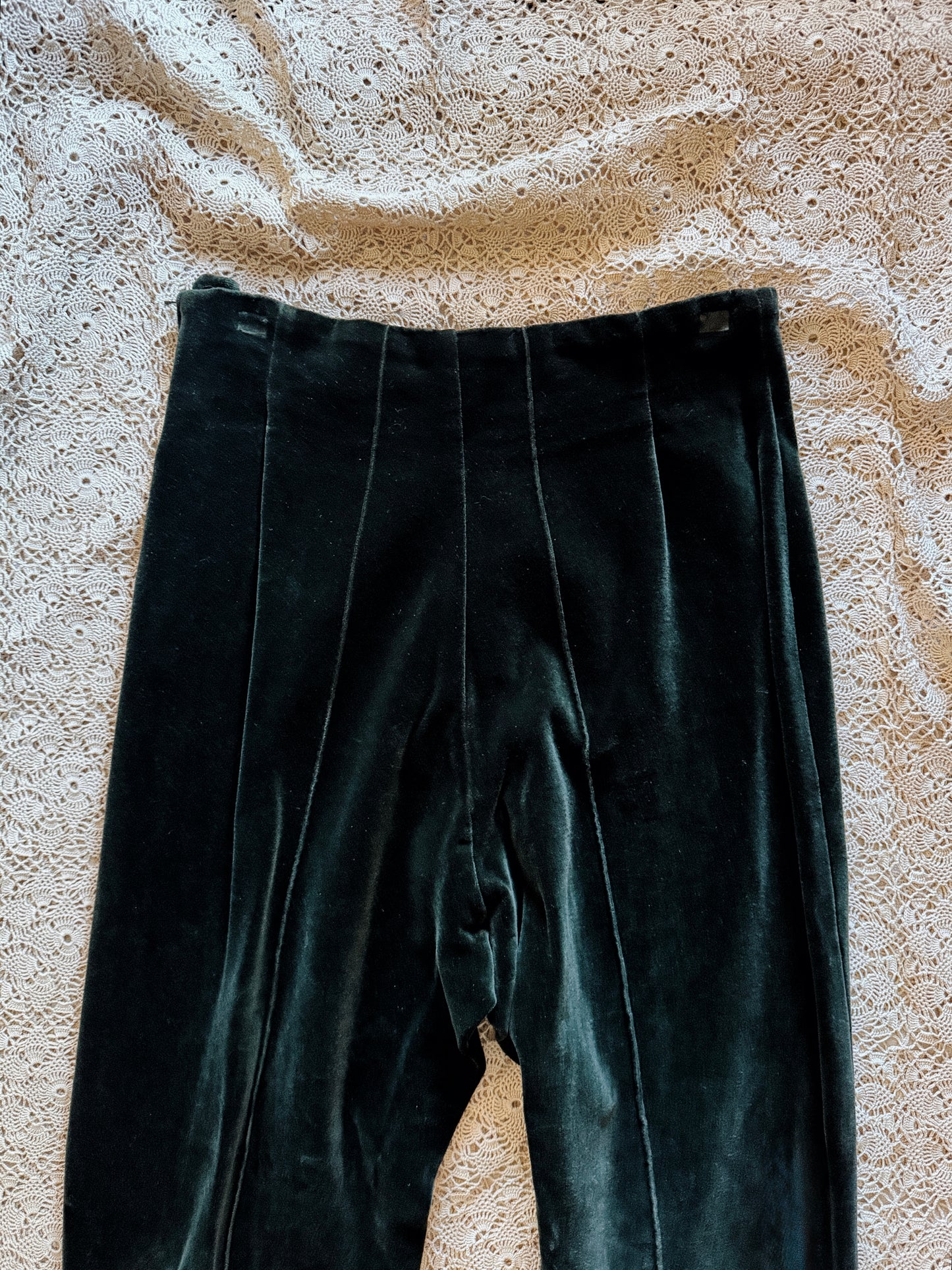 Vintage Romeo Gigli Emerald Velvet Stirrup Trousers- S