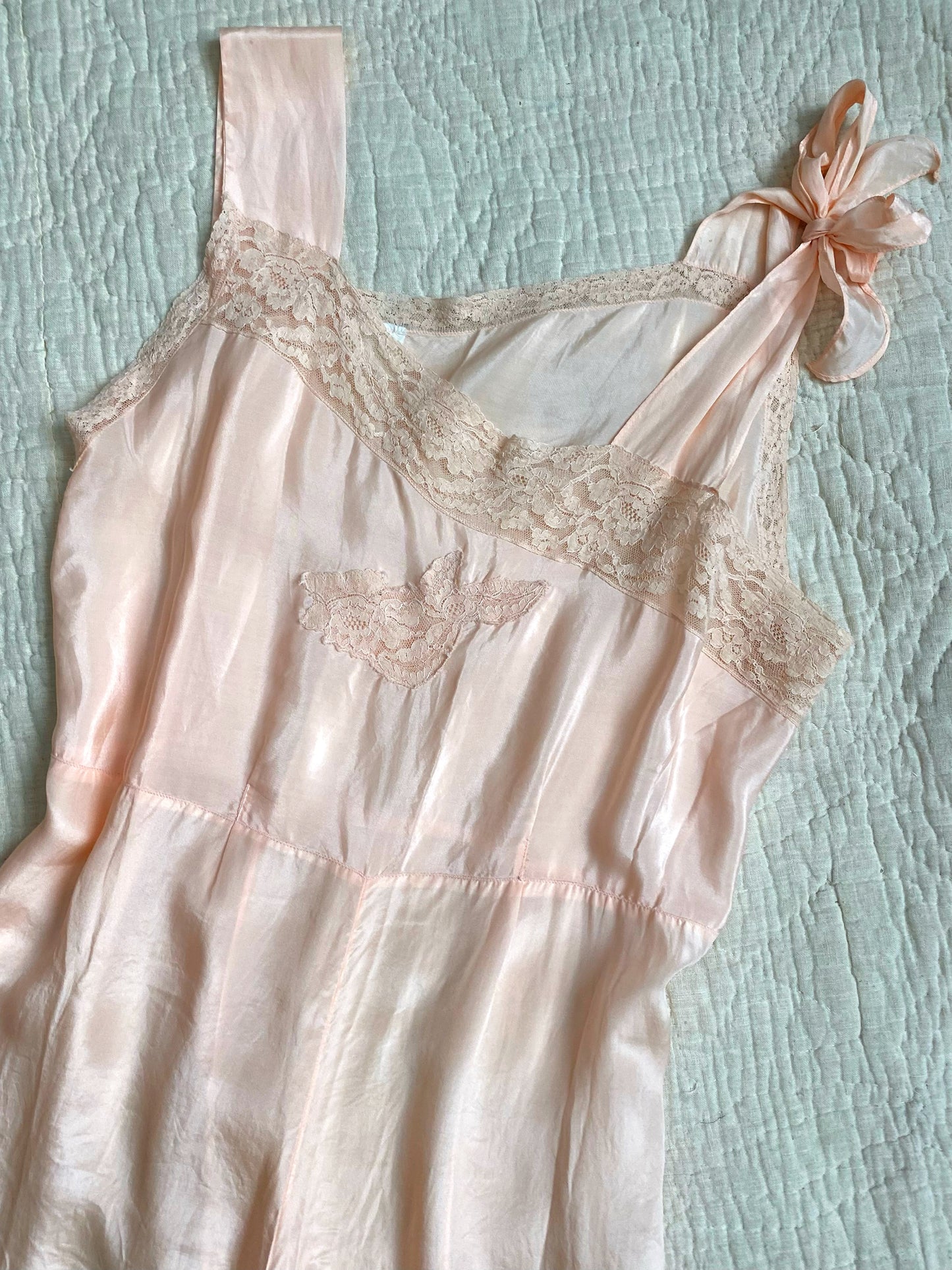1920s Petal Pink Rayon Asymmetrical Beach Pajamas- M/L