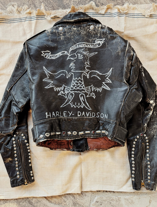 1950s Harley Davidson Cycle Queen w/ Studs + Original Artwork- S/M