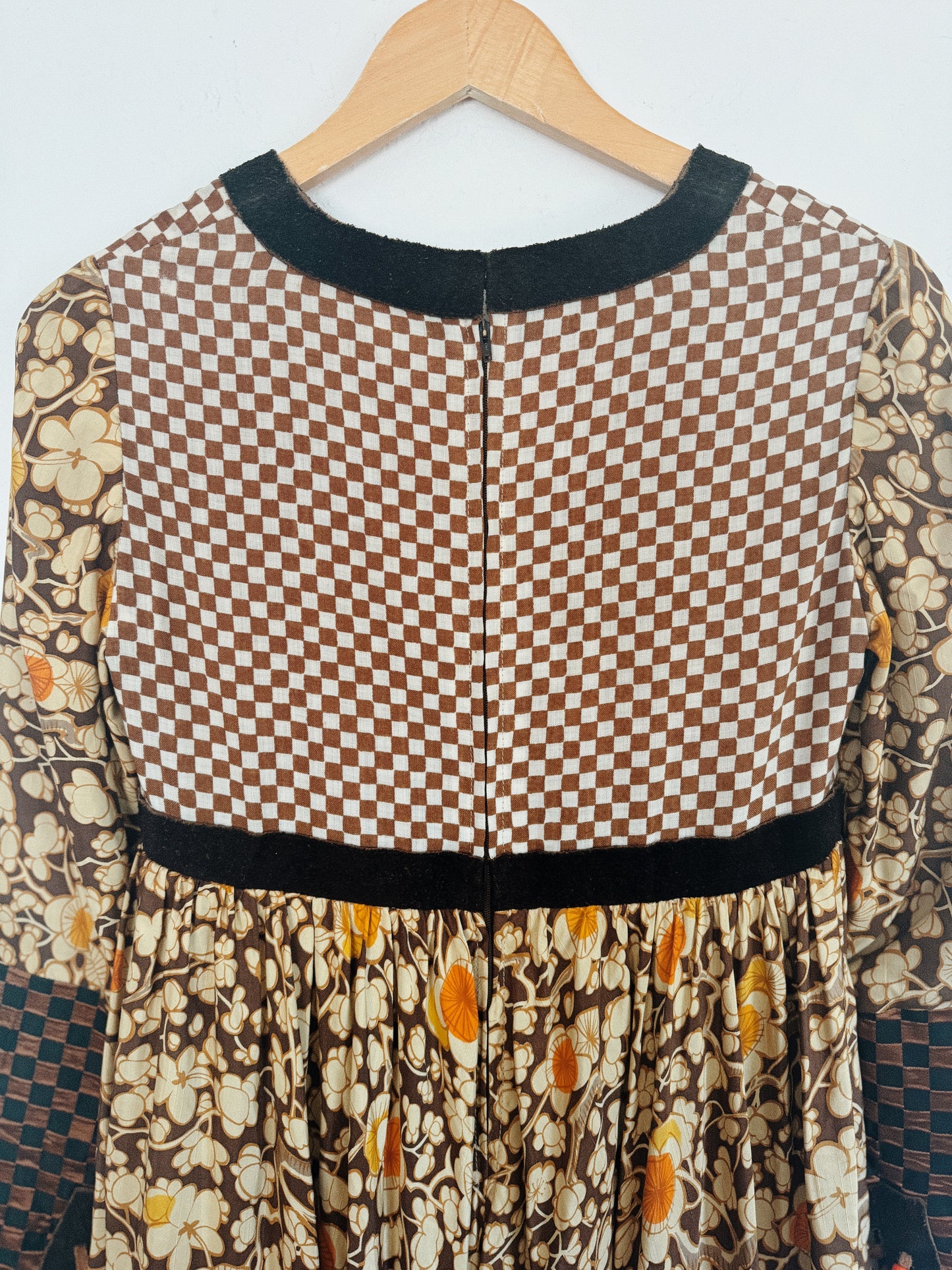 1970s Bill Gibb Archival Floral Silk + Suede Fringe Magpie Dress- S