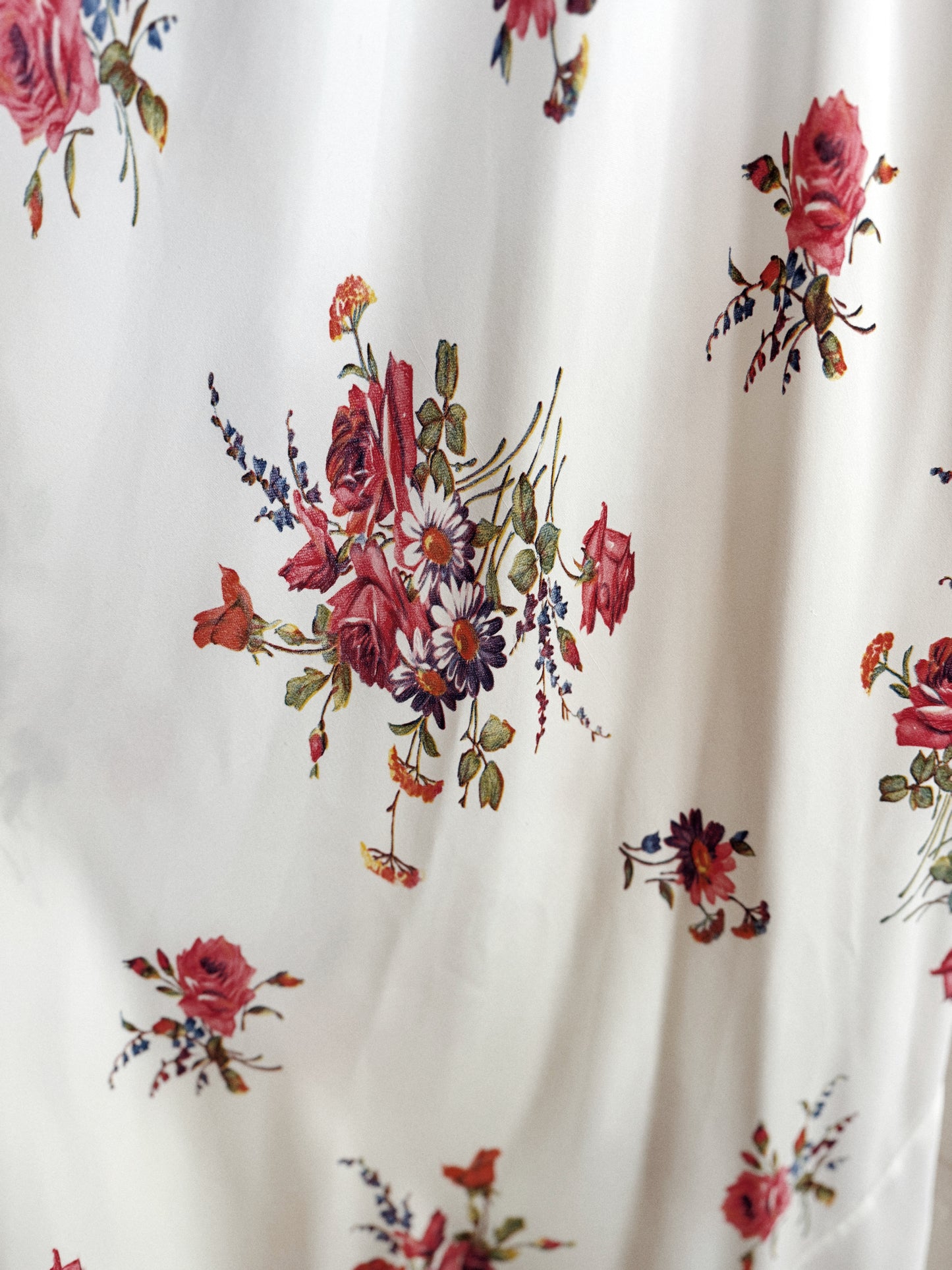 1940s White Cold Rayon Floral Razor Back Slip Dress- L