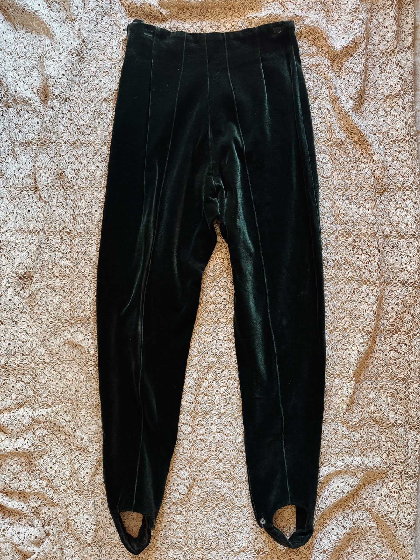 Vintage Romeo Gigli Emerald Velvet Stirrup Trousers- S