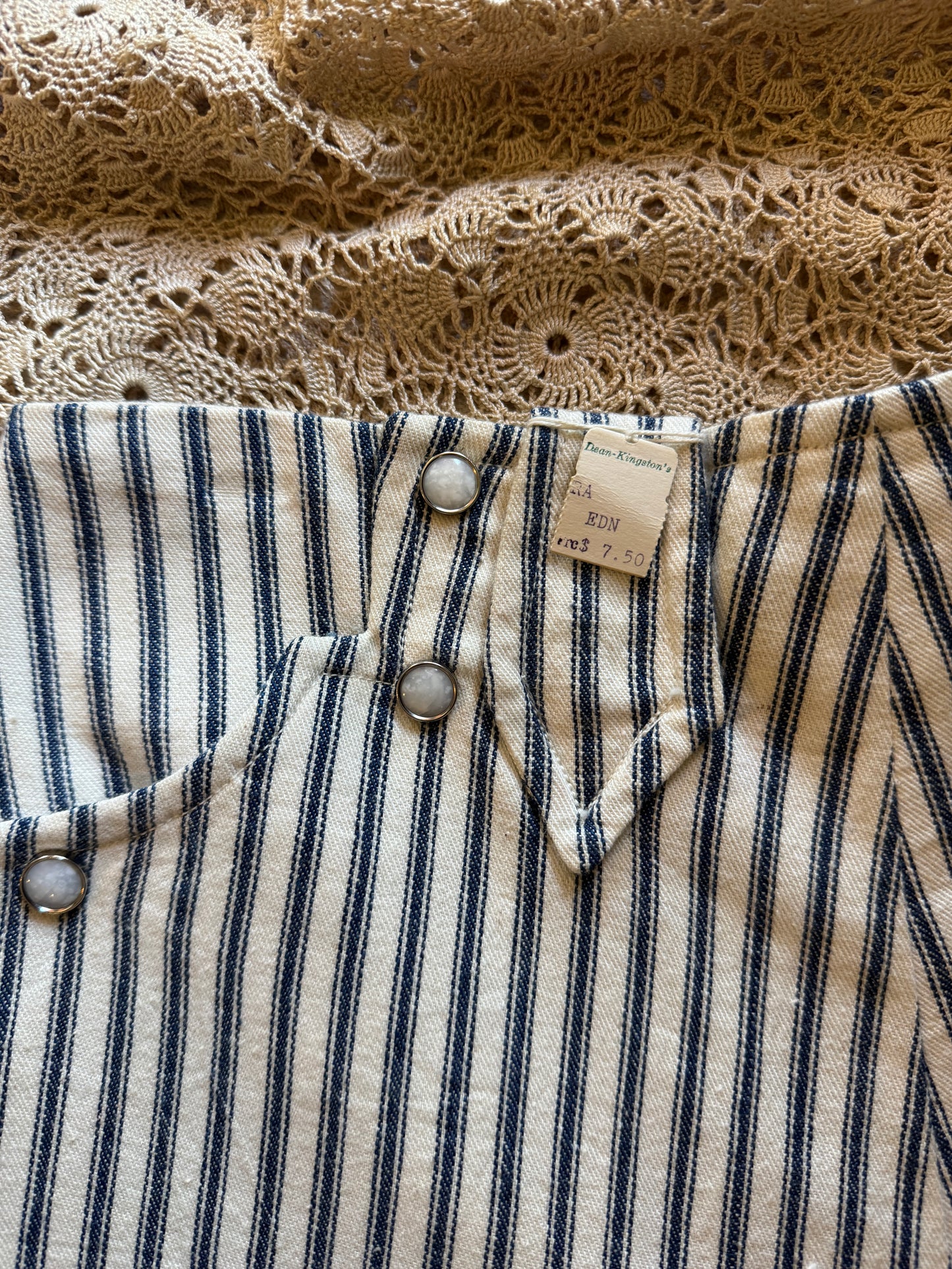 1940s/50s Ticking Stripe Deadstock Pearl Snap Western Skirt- XS/S