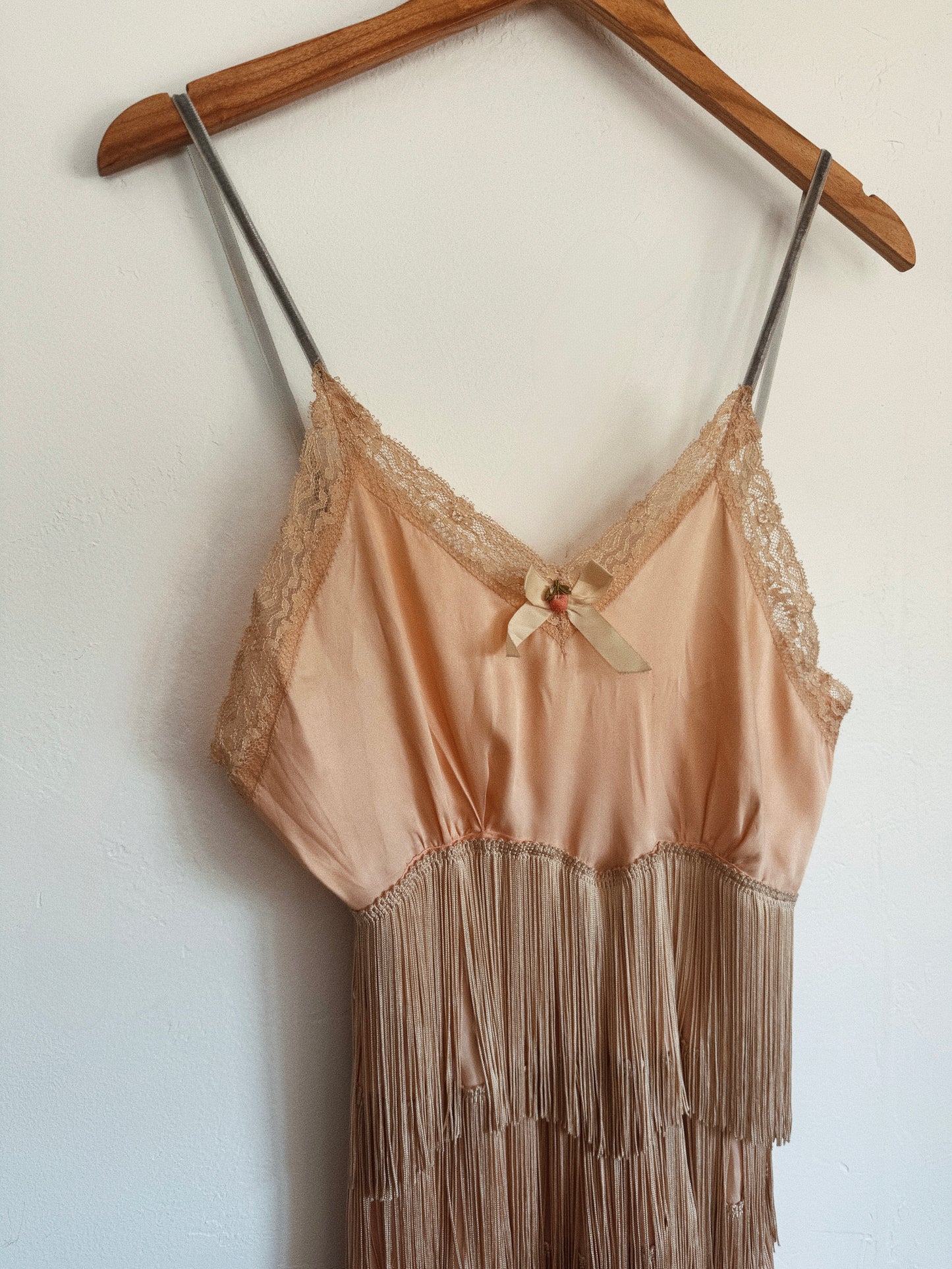 1950s One of a Kind Fringe Flapper Mini Slip Dress- S/M-M