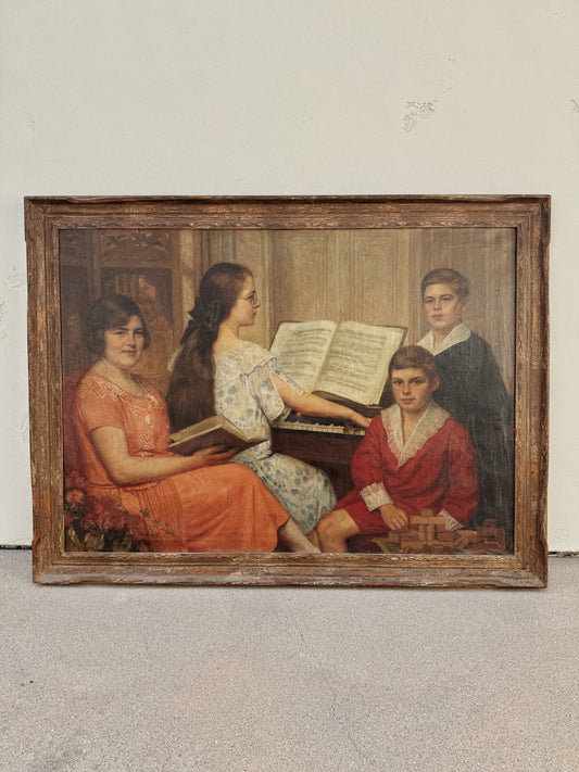1920s Antique Overtly Large Portrait of a Family- 42 X 56”